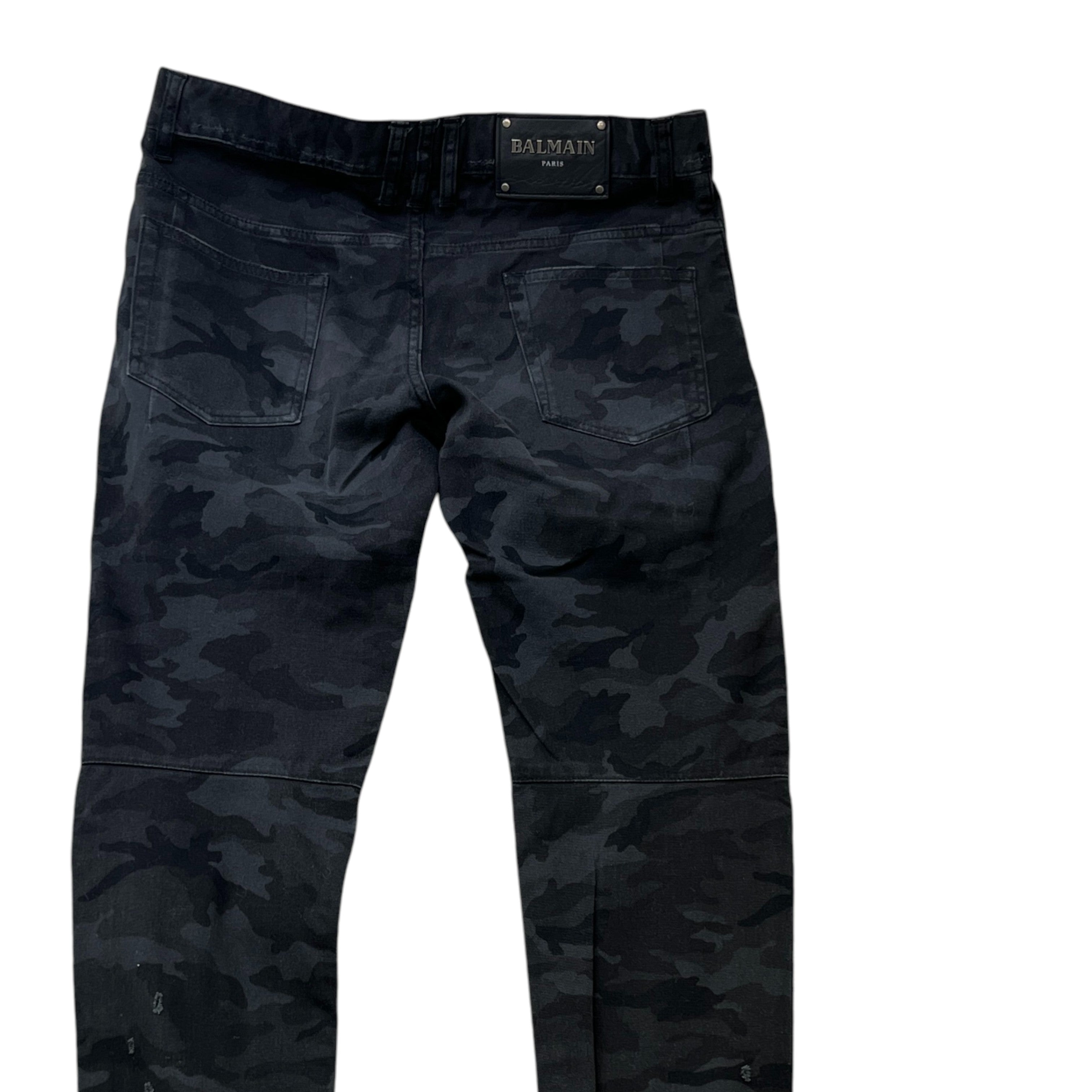 Men's Distressed Camo Print Jeans Black Size Waist 30"