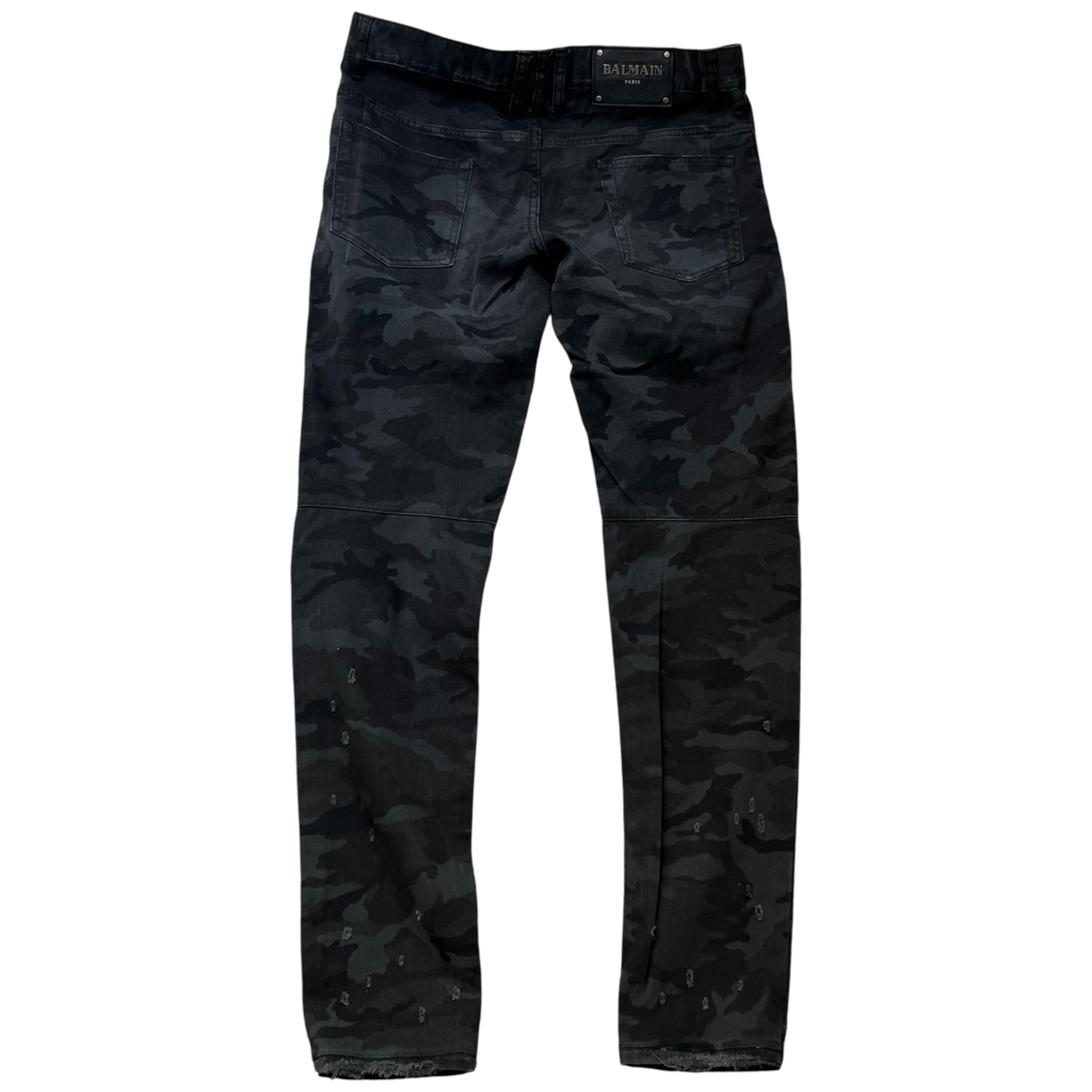 Men's Distressed Camo Print Jeans Black Size Waist 30"
