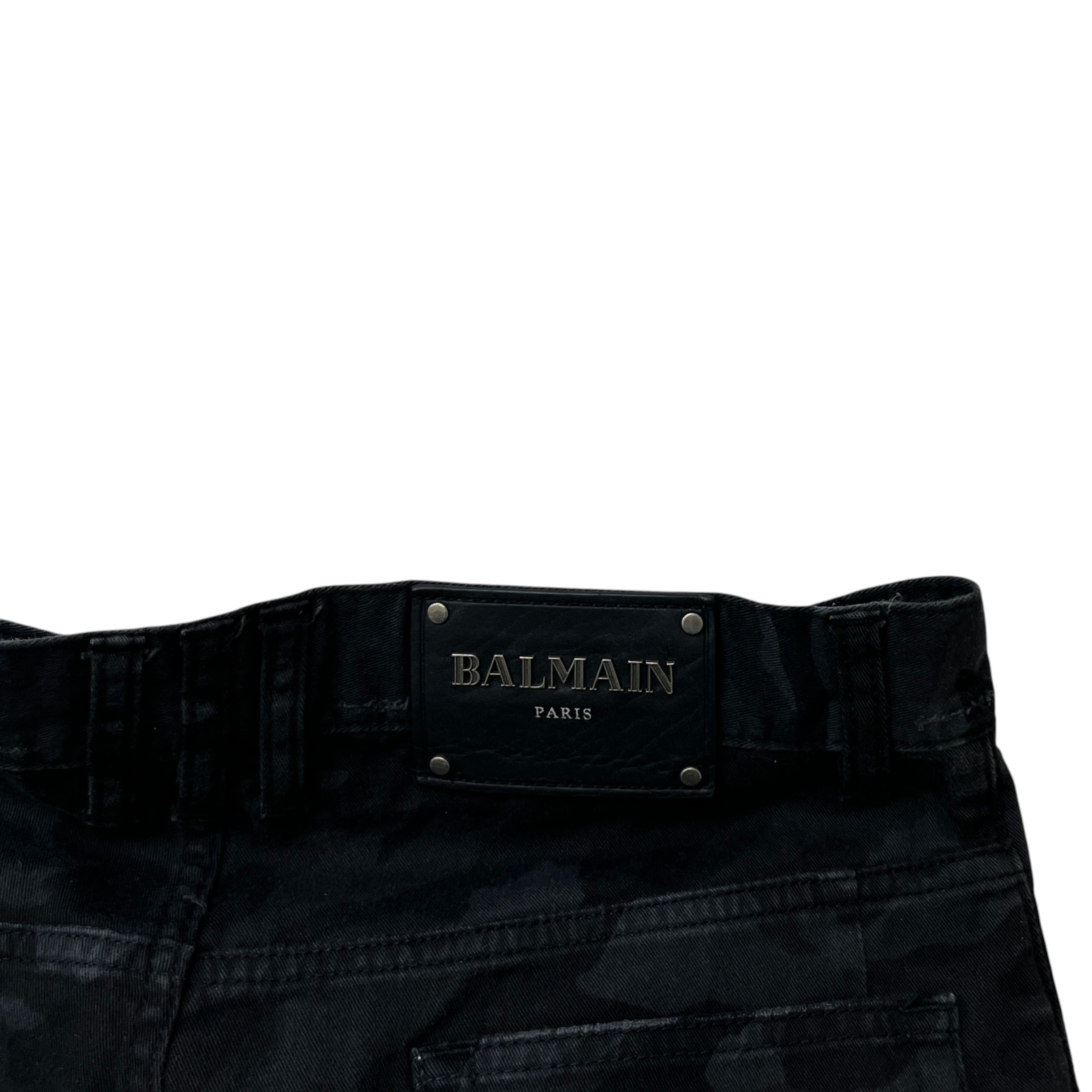 Men's Distressed Camo Print Jeans Black Size Waist 30"