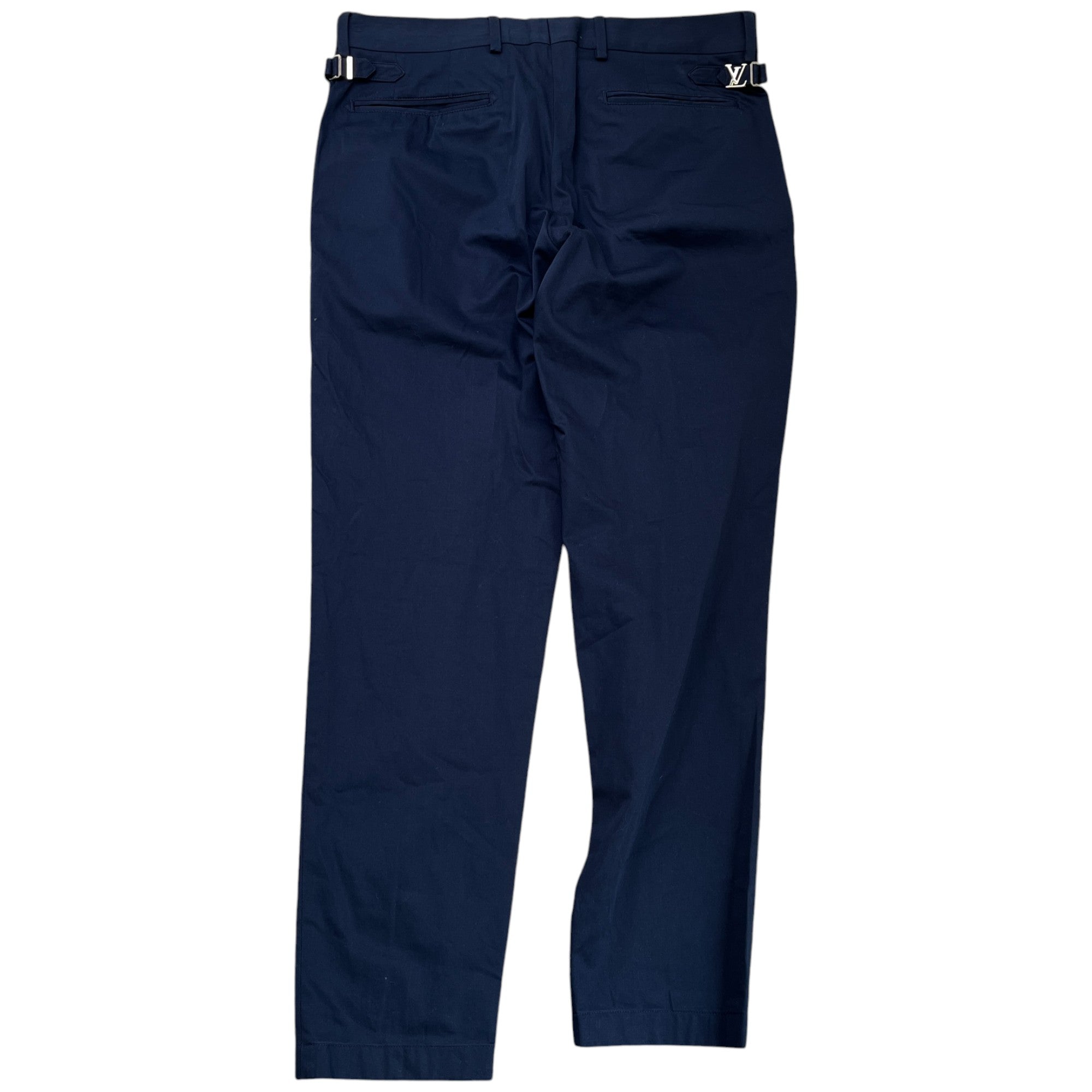 Men's Plaque Logo Buckle Trousers Navy Size IT 56 / UK 40