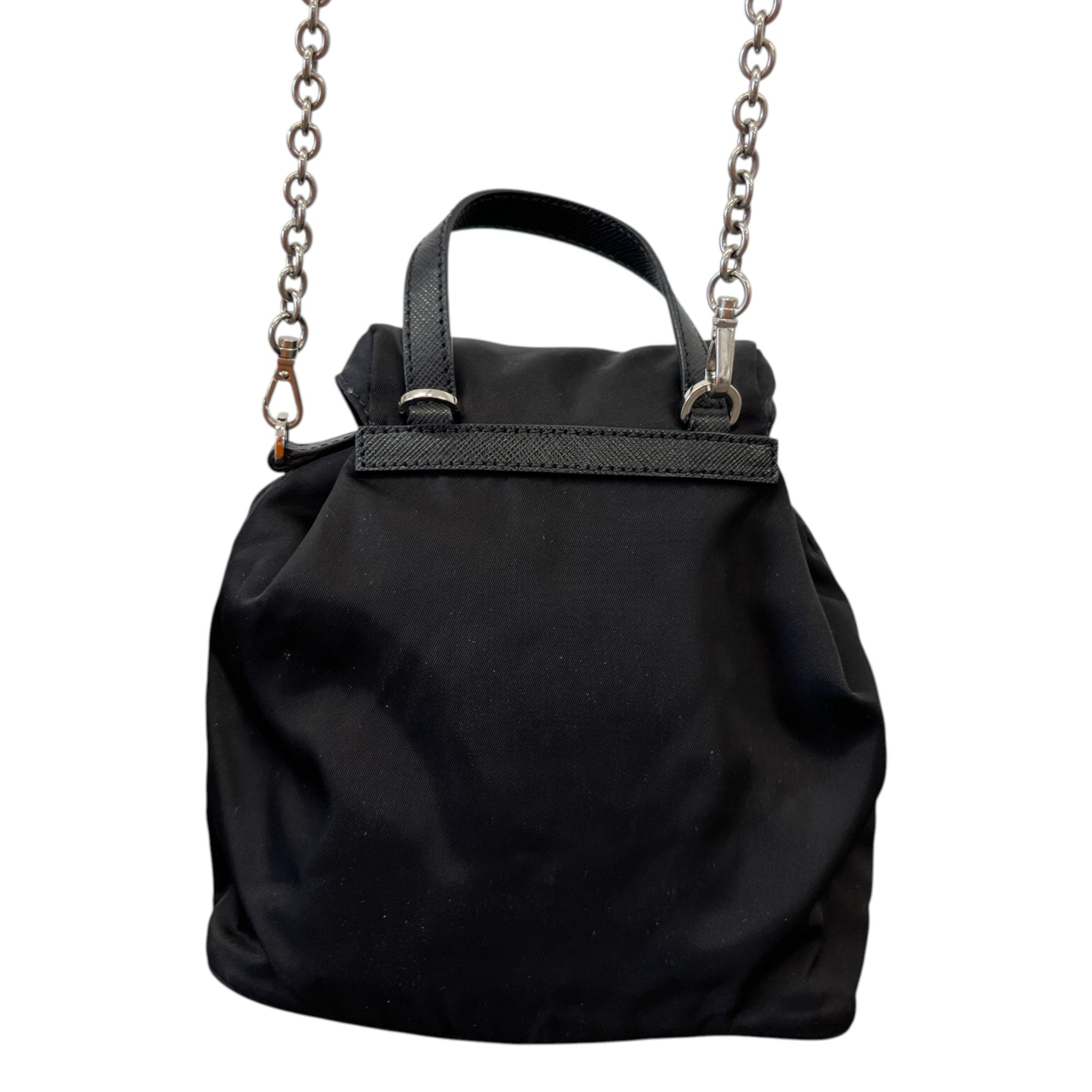 Women's Re-Nylon Plaque Logo Mini Backpack Black