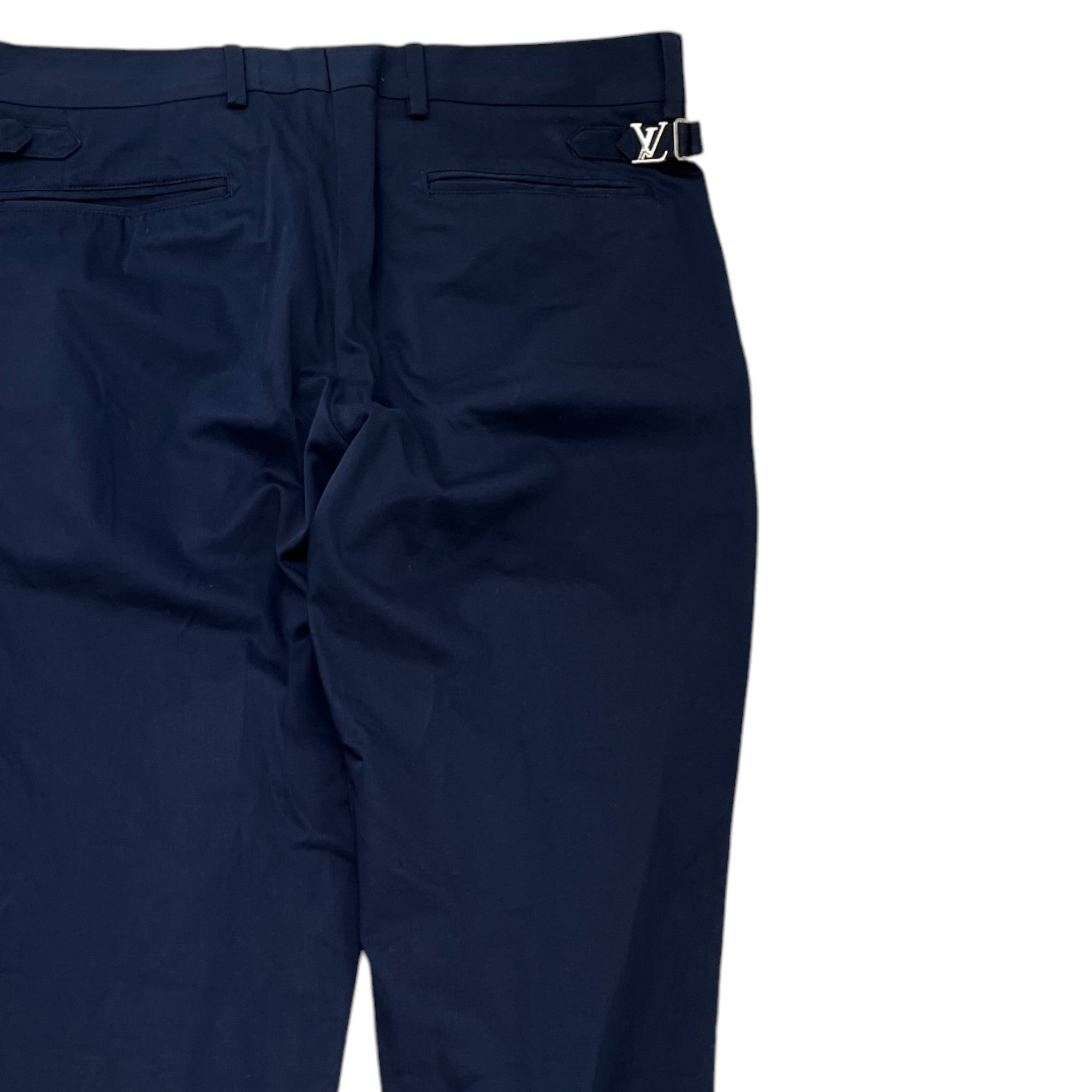 Men's Plaque Logo Buckle Trousers Navy Size IT 56 / UK 40