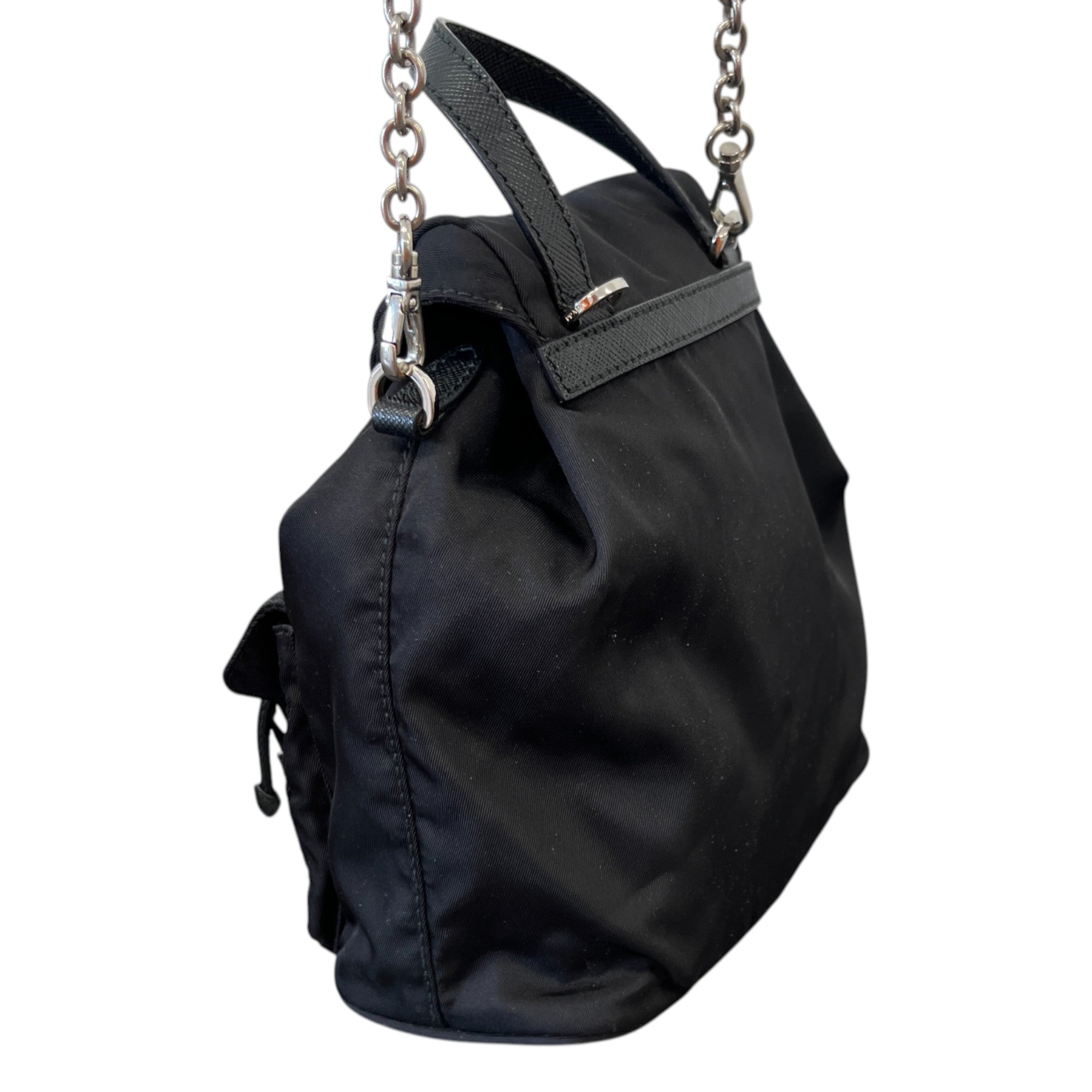 Women's Re-Nylon Plaque Logo Mini Backpack Black