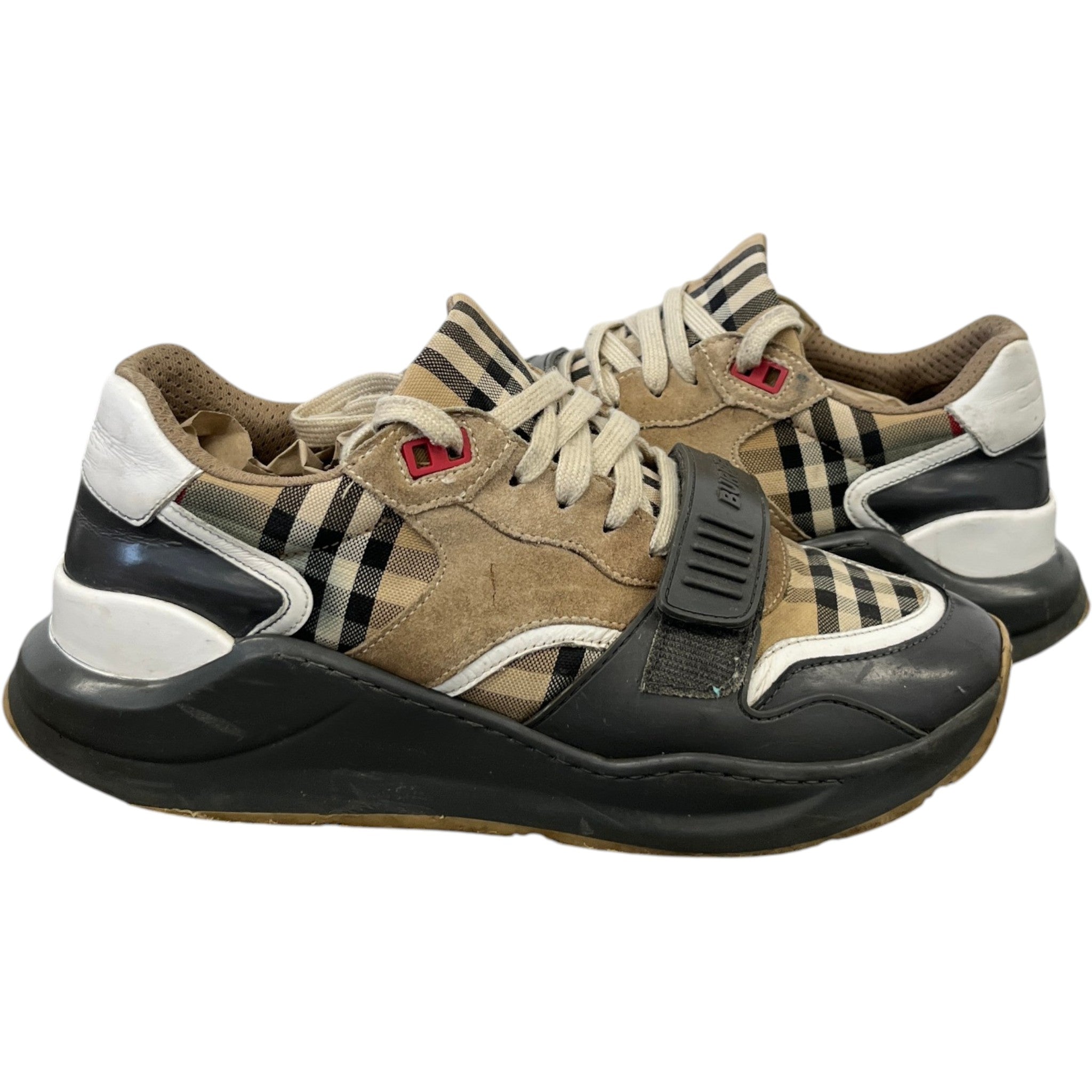 Men's Ramsey Check Low Trainers Beige Size EU 41 / UK 7