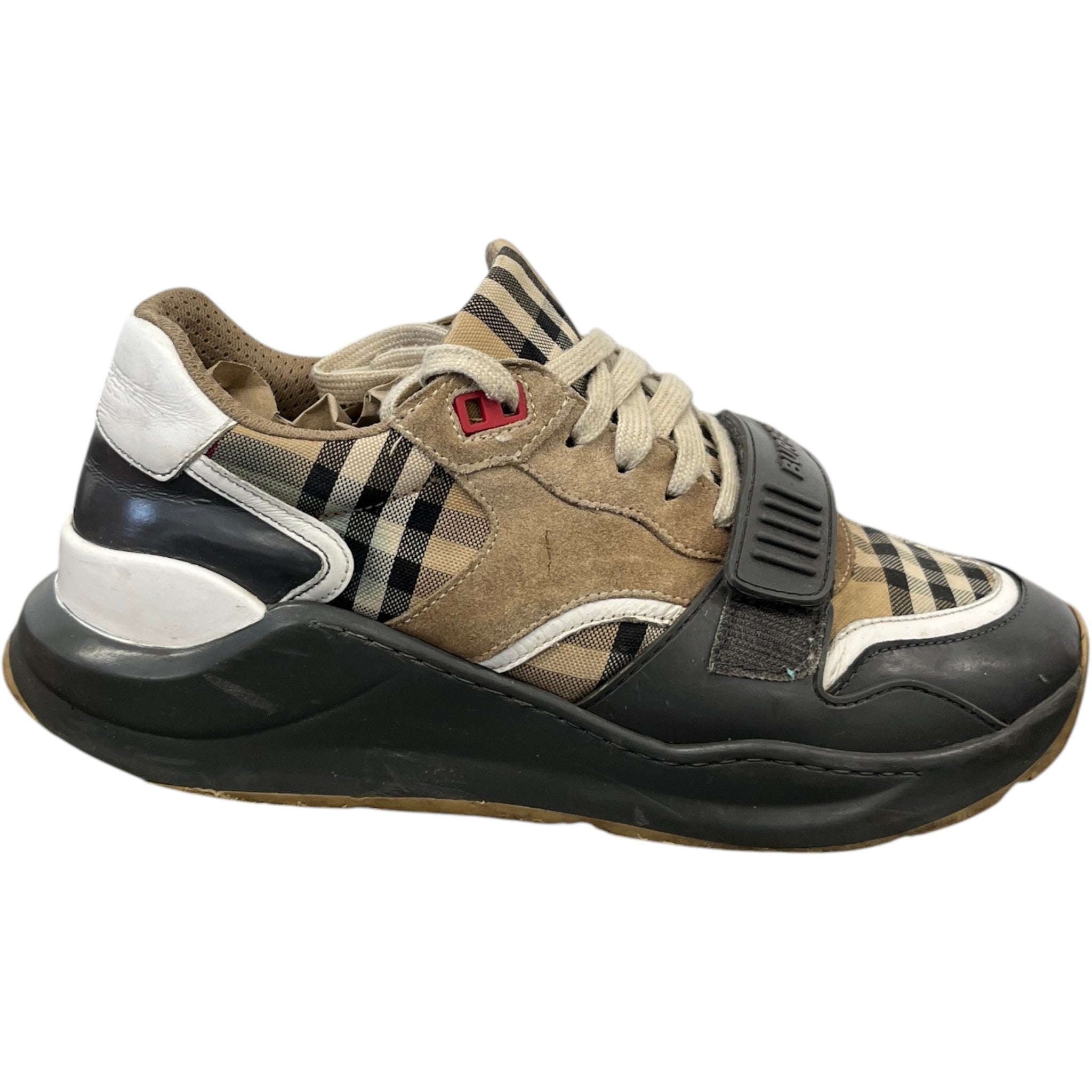 Men's Ramsey Check Low Trainers Beige Size EU 41 / UK 7