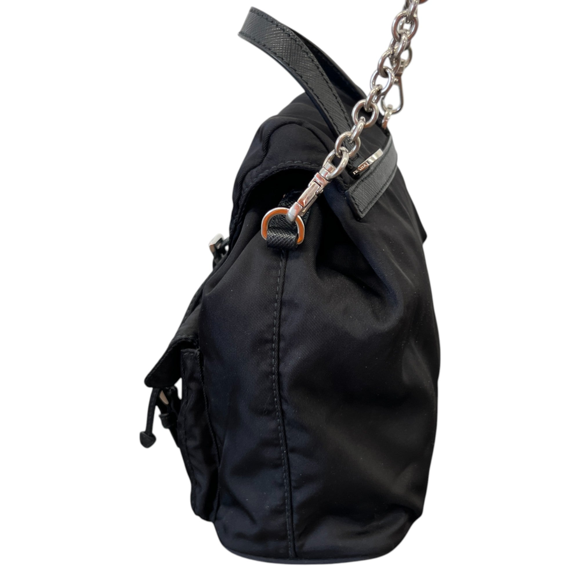 Women's Re-Nylon Plaque Logo Mini Backpack Black