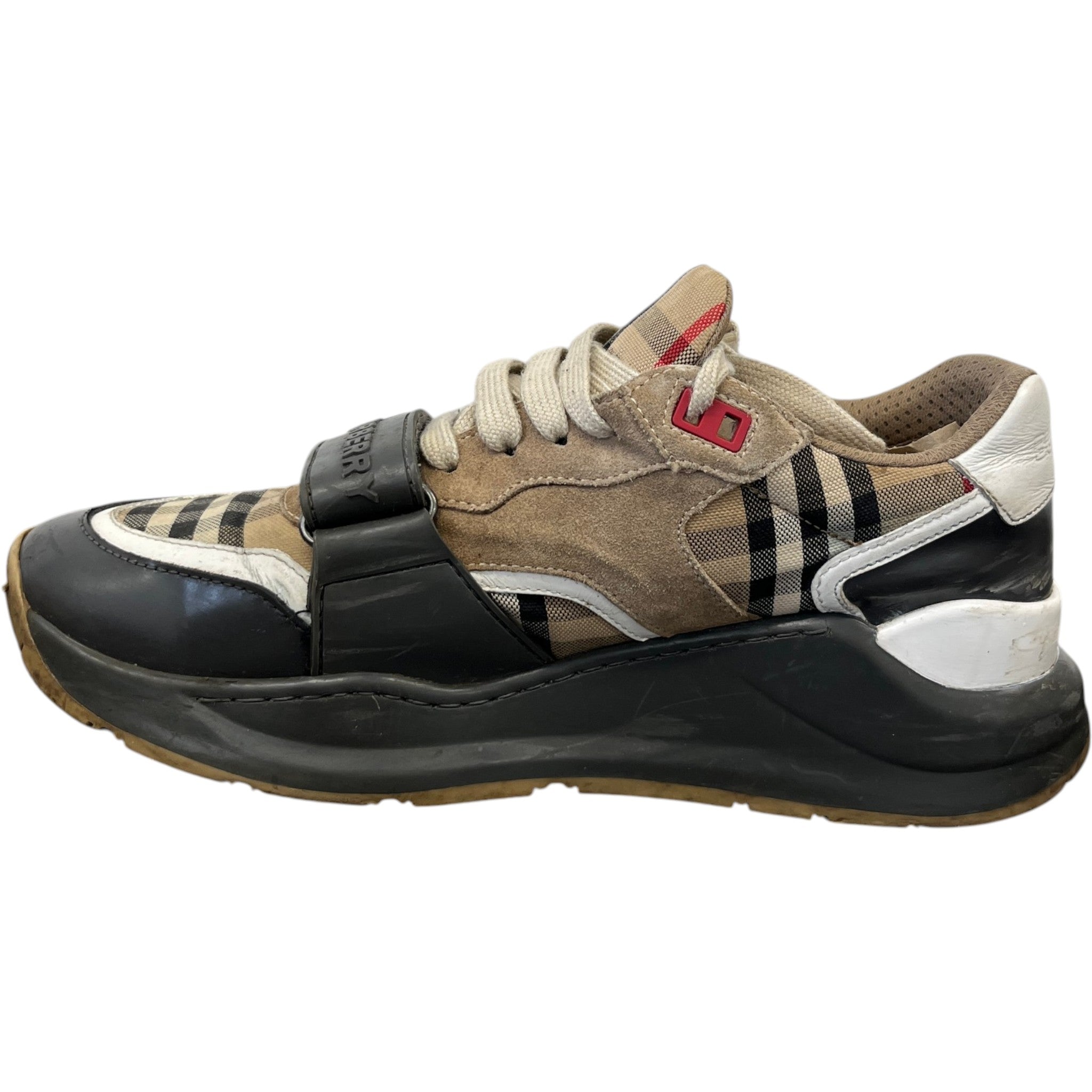 Men's Ramsey Check Low Trainers Beige Size EU 41 / UK 7