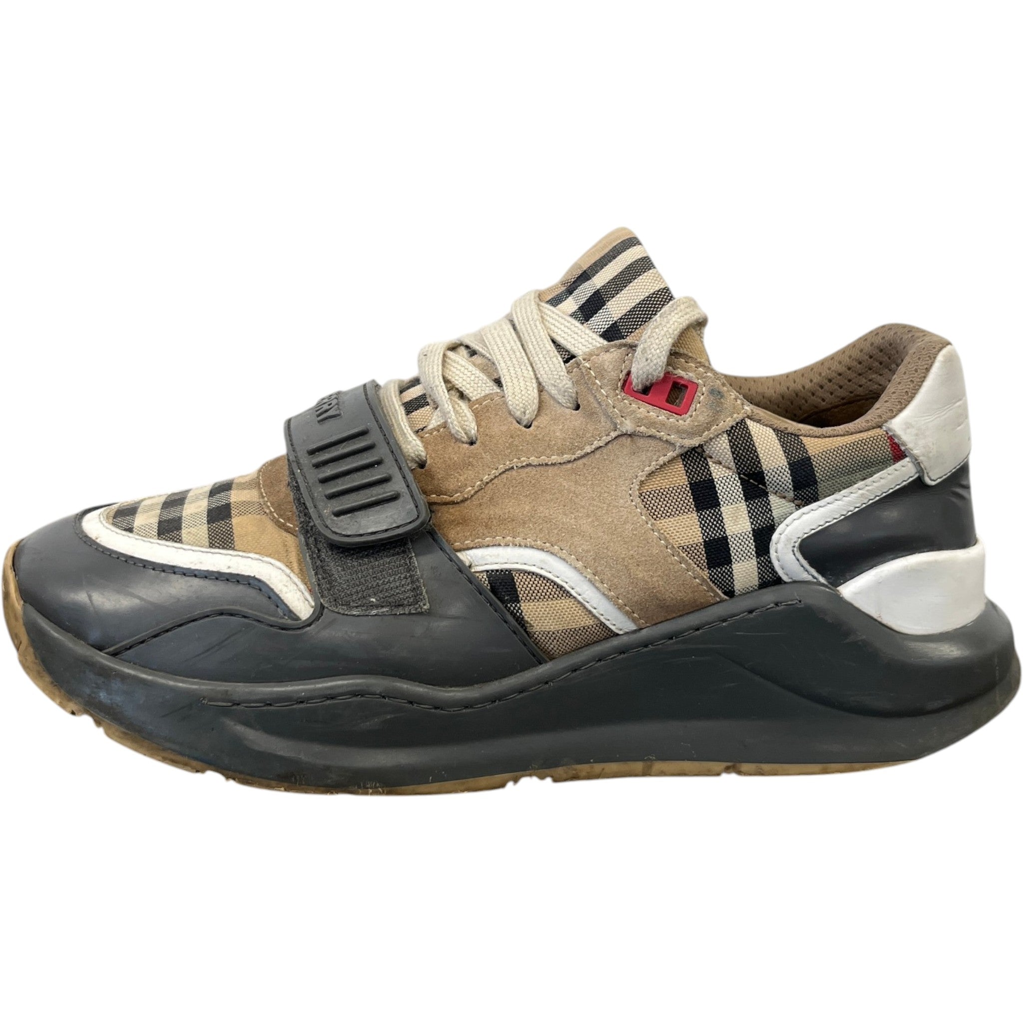 Men's Ramsey Check Low Trainers Beige Size EU 41 / UK 7