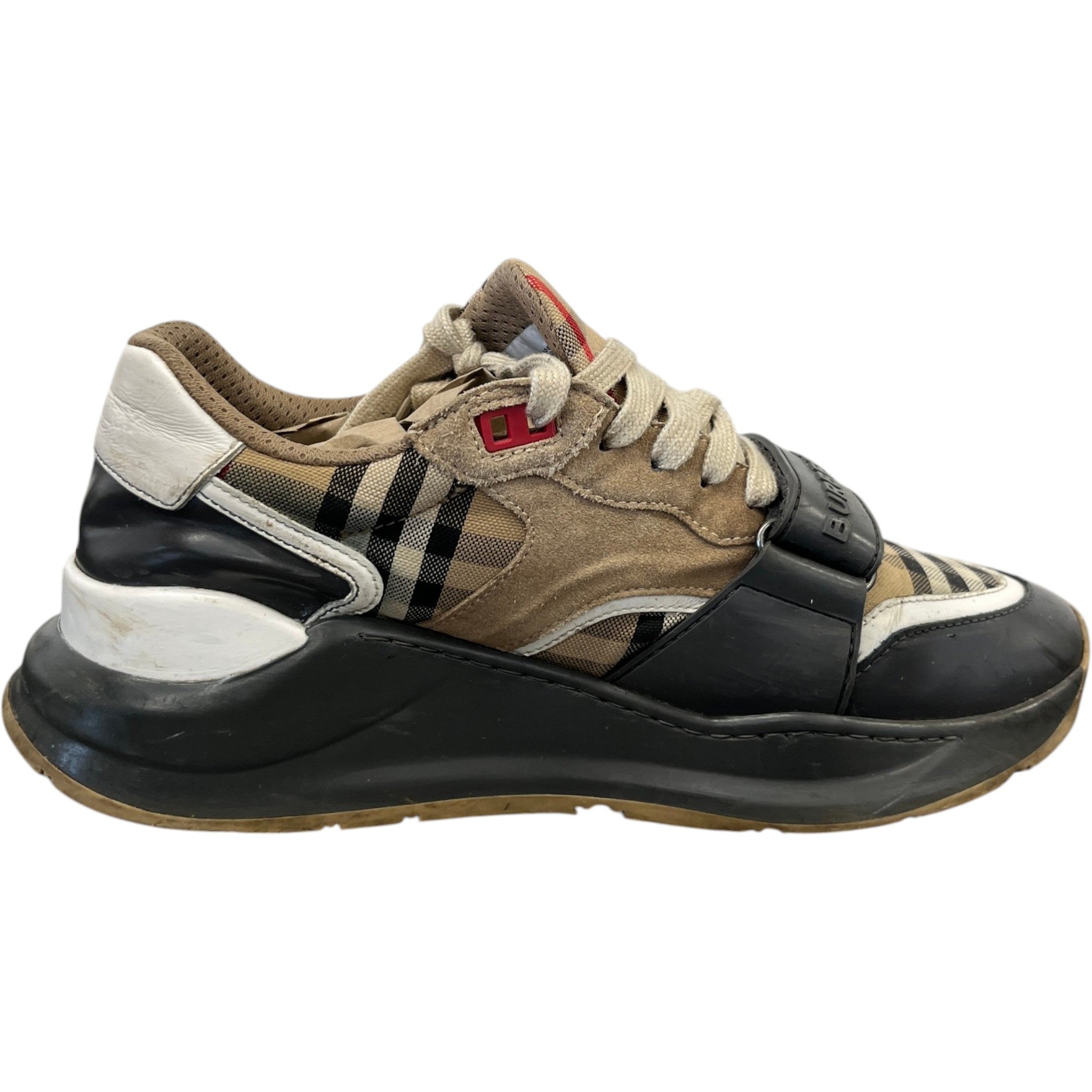 Men's Ramsey Check Low Trainers Beige Size EU 41 / UK 7