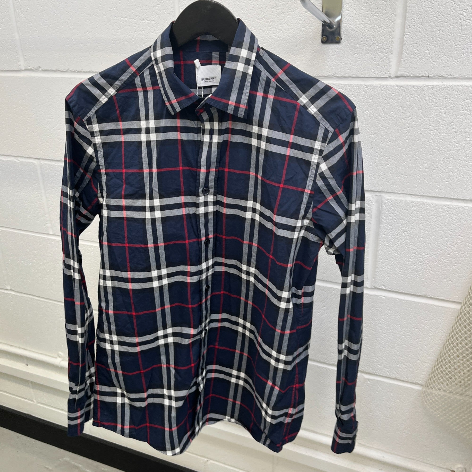 Men's Checkered Shirt Navy Size S