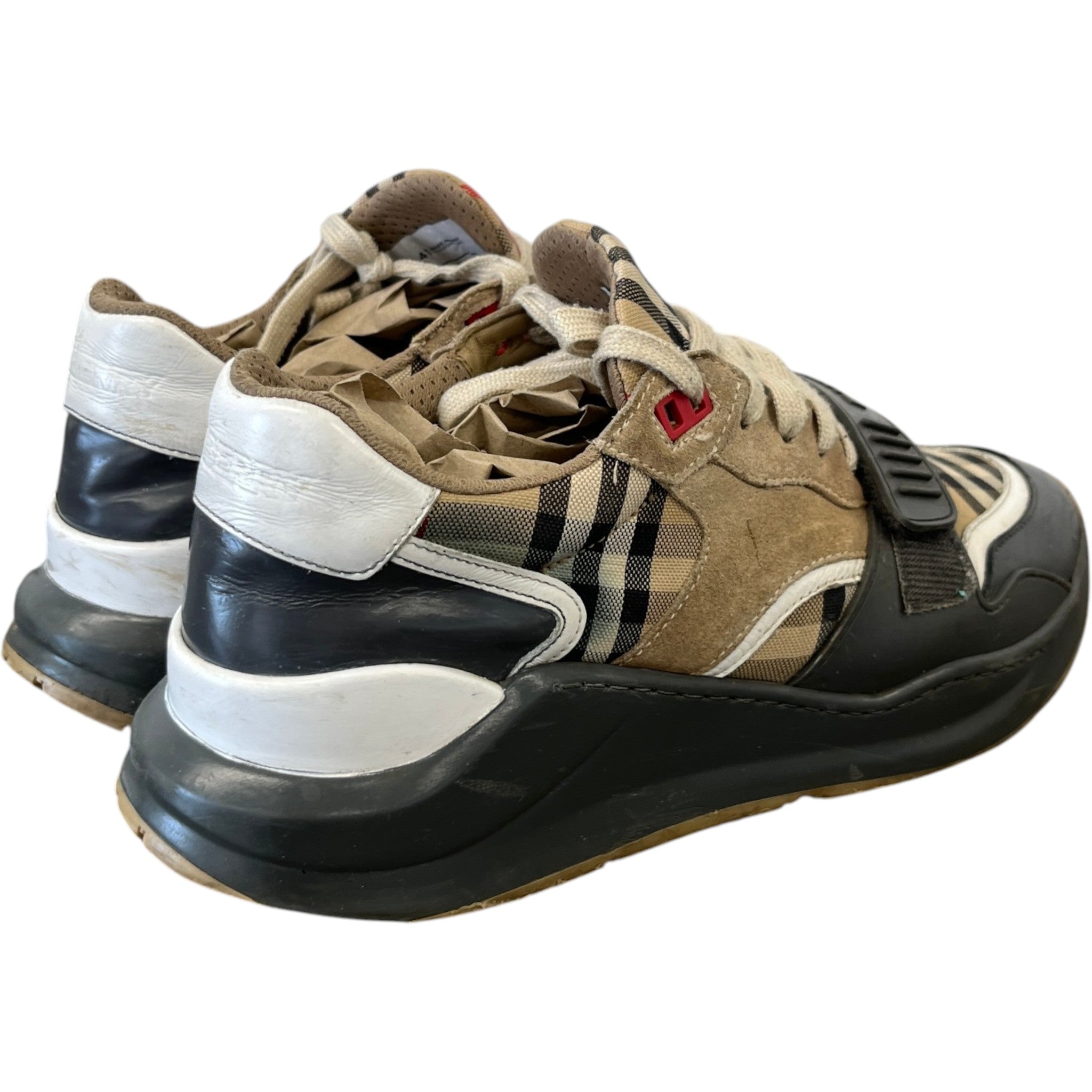 Men's Ramsey Check Low Trainers Beige Size EU 41 / UK 7