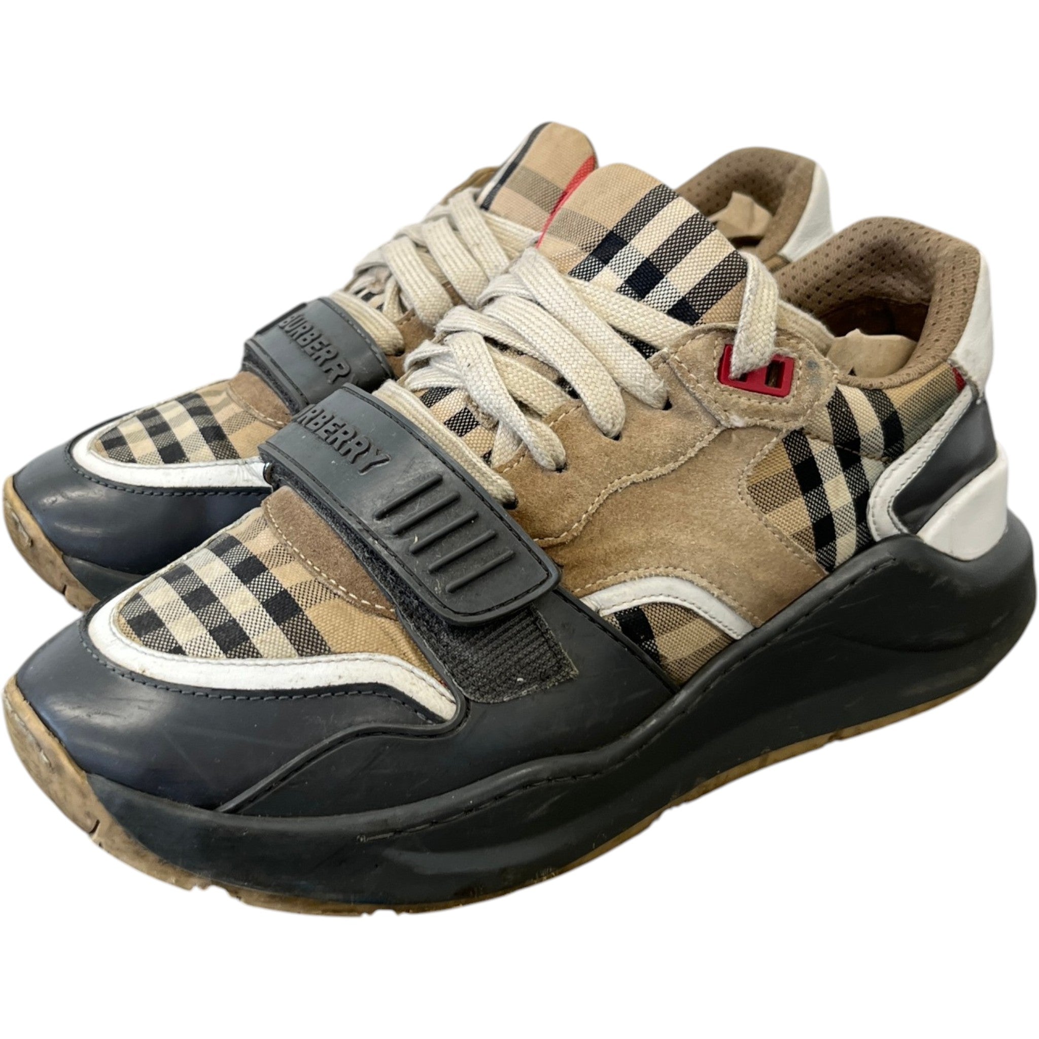 Men's Ramsey Check Low Trainers Beige Size EU 41 / UK 7