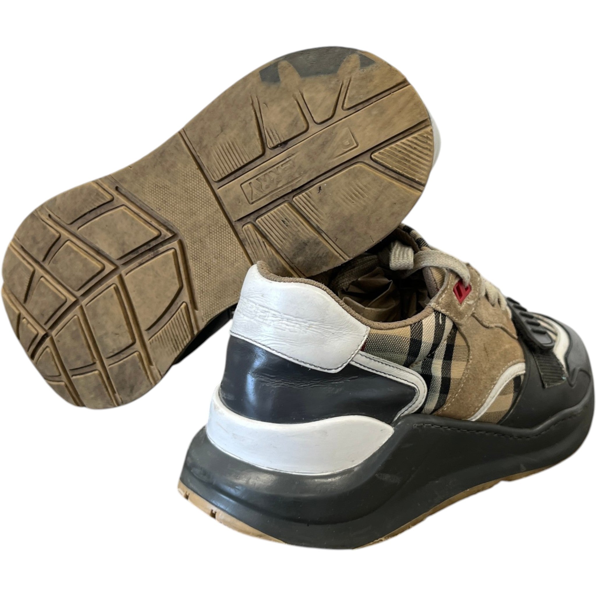 Men's Ramsey Check Low Trainers Beige Size EU 41 / UK 7