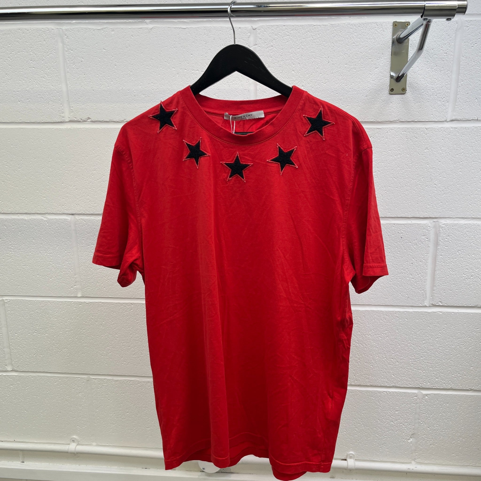 Men's Applique Stars T-Shirt Red Size XL