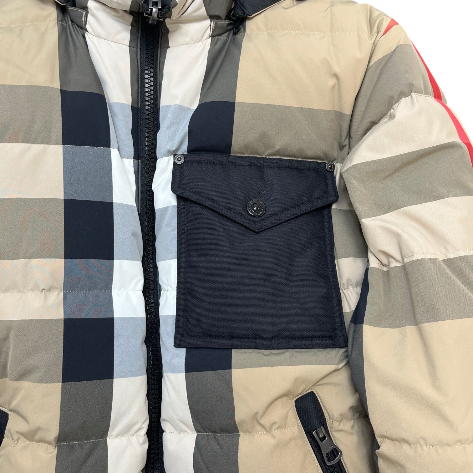 Men's Check Reversible Down Jacket Beige Size S