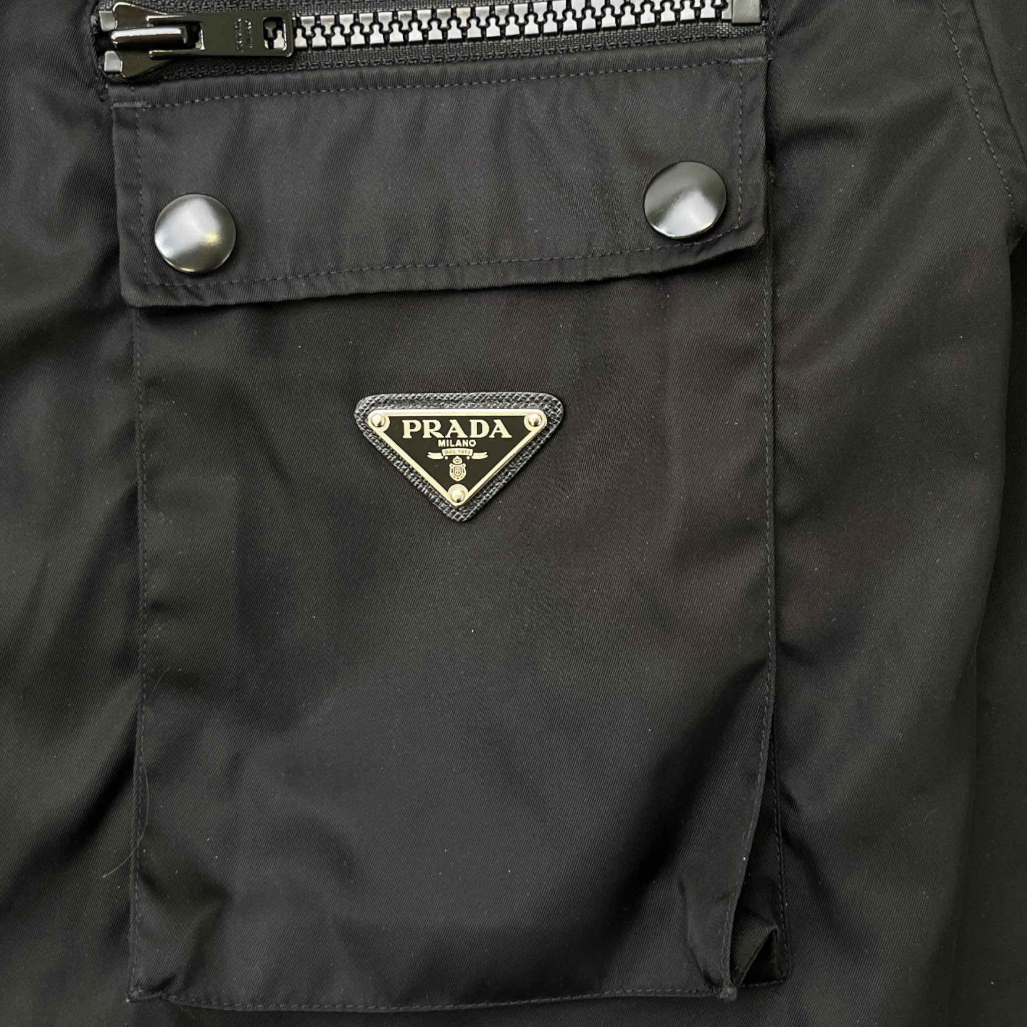 Men's Re-Nylon Plaque Logo OverShirt Black Size S