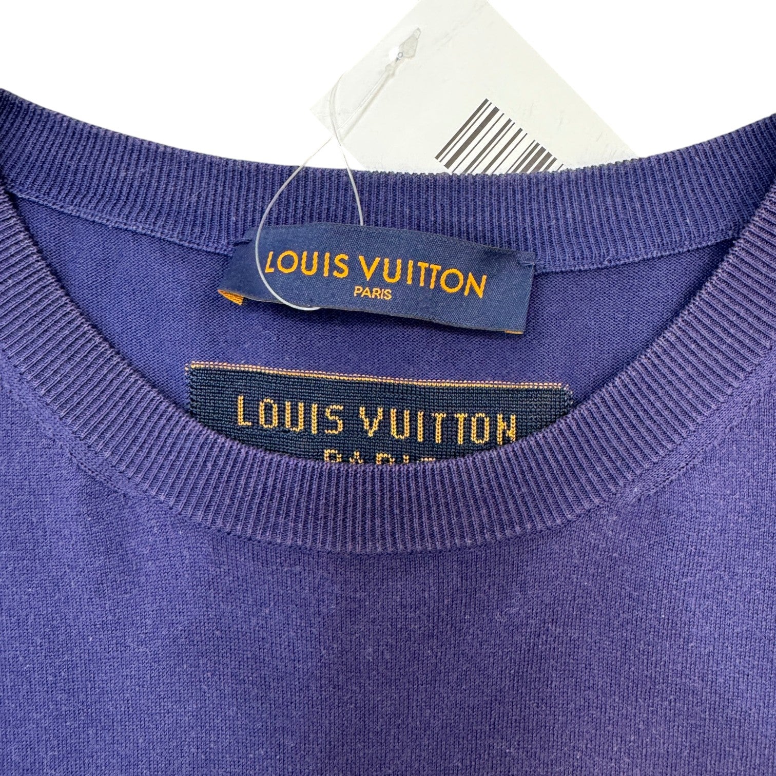 Men's Script Logo Intarsia T-Shirt Purple Size XL