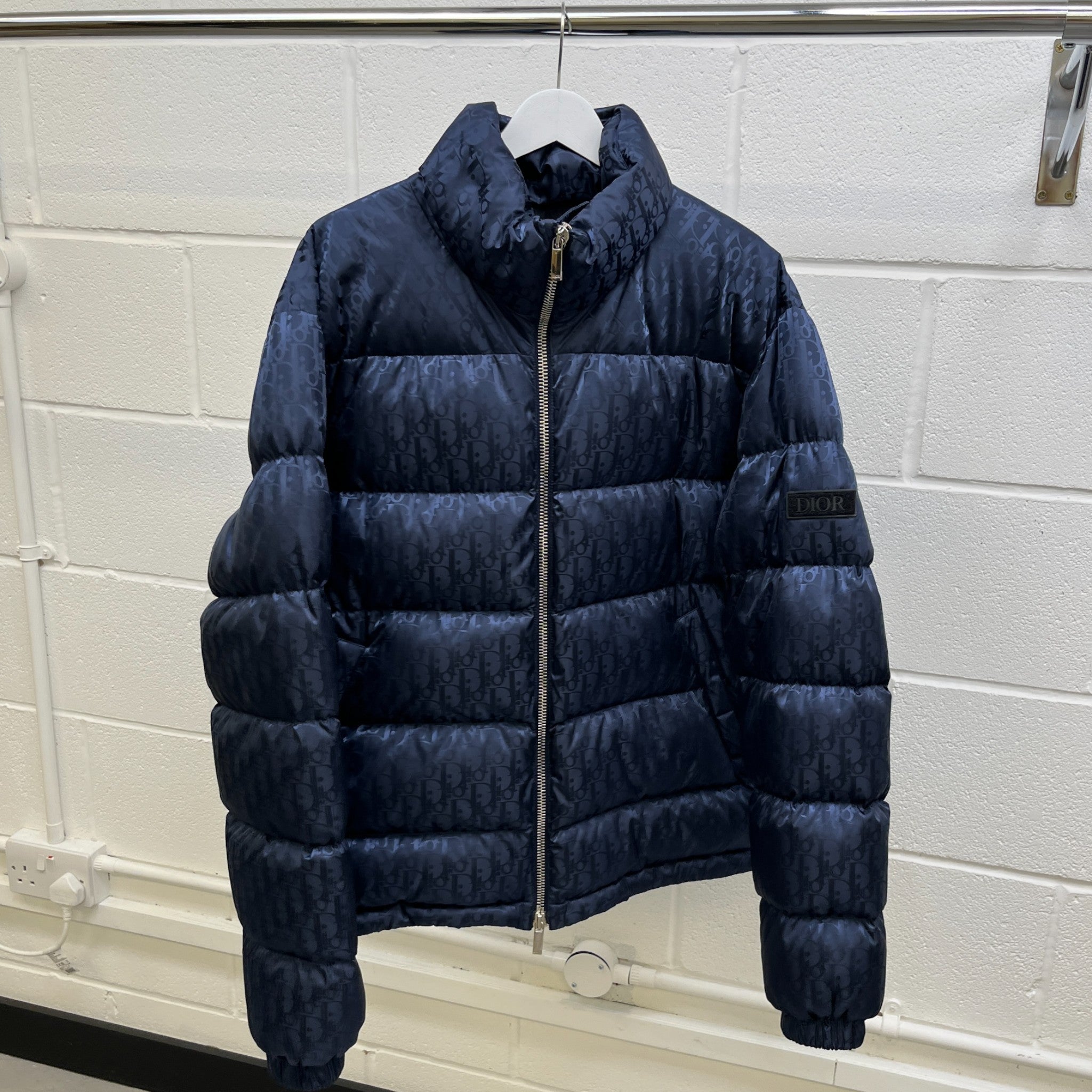 Men's Oblique Technical Down Jacket Navy Size IT 52 / XL