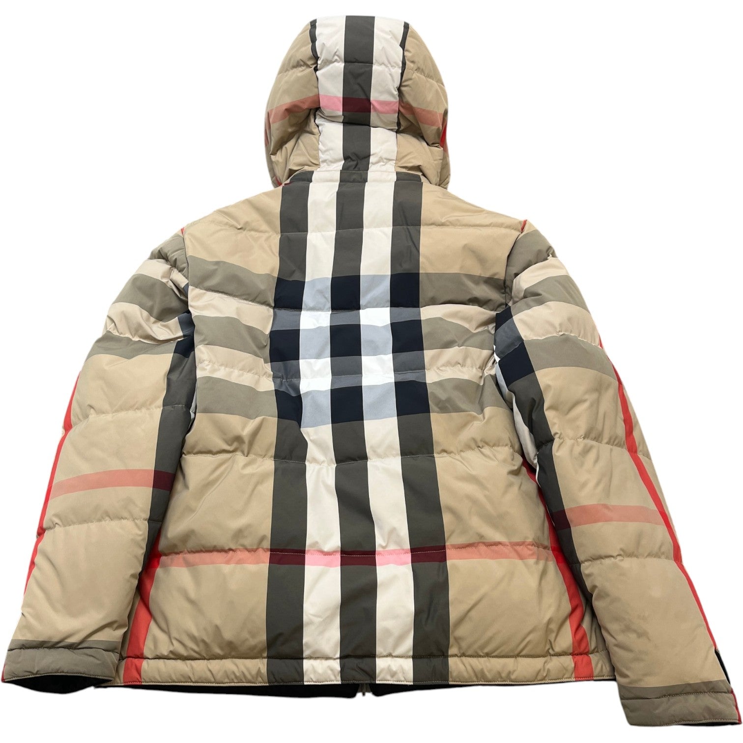 Men's Check Reversible Down Jacket Beige Size S
