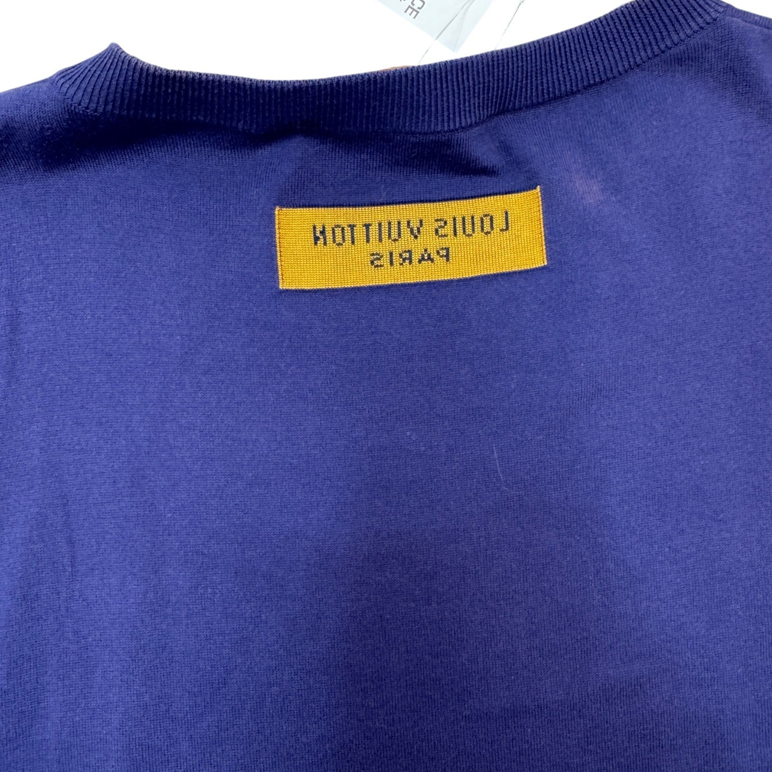 Men's Script Logo Intarsia T-Shirt Purple Size XL