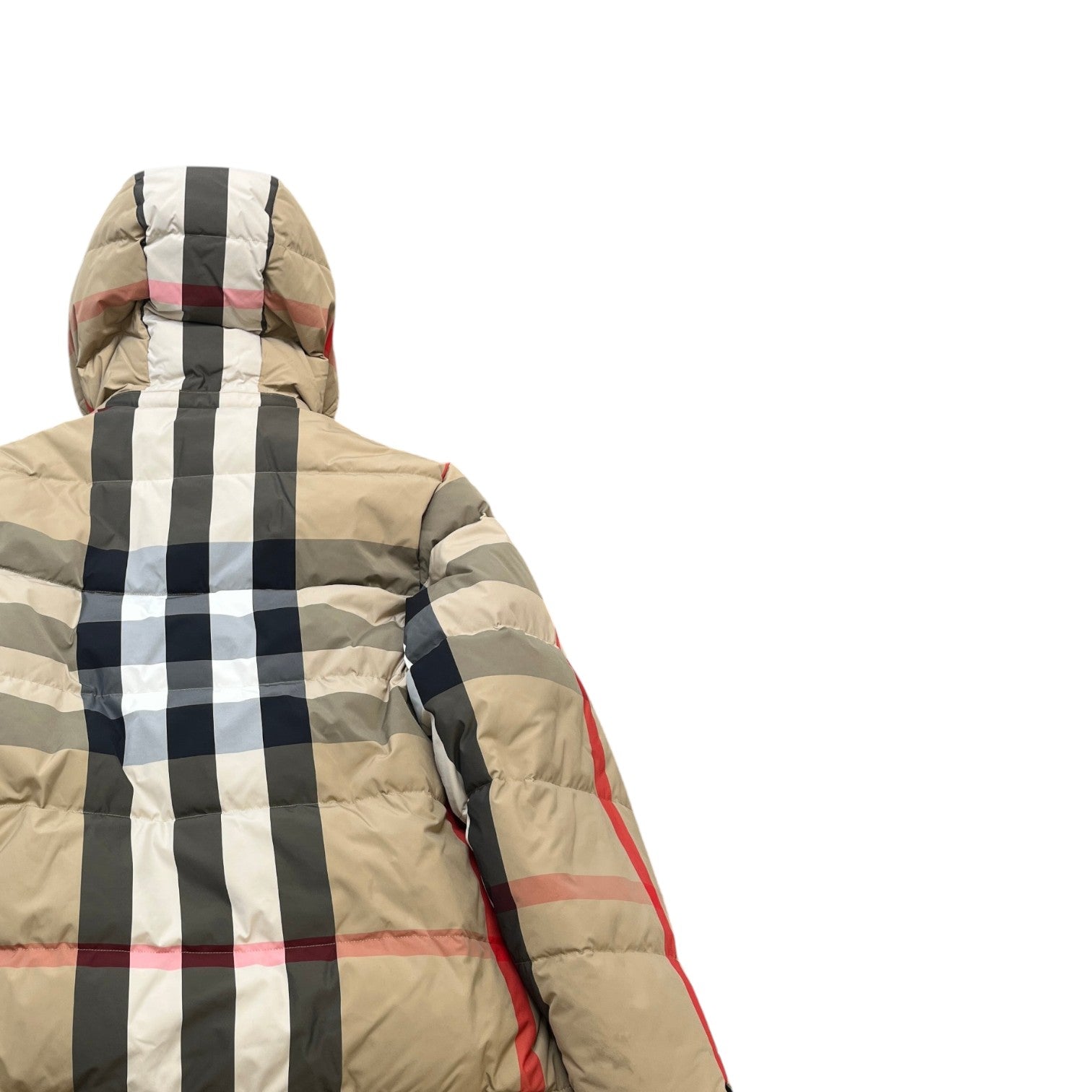 Men's Check Reversible Down Jacket Beige Size S