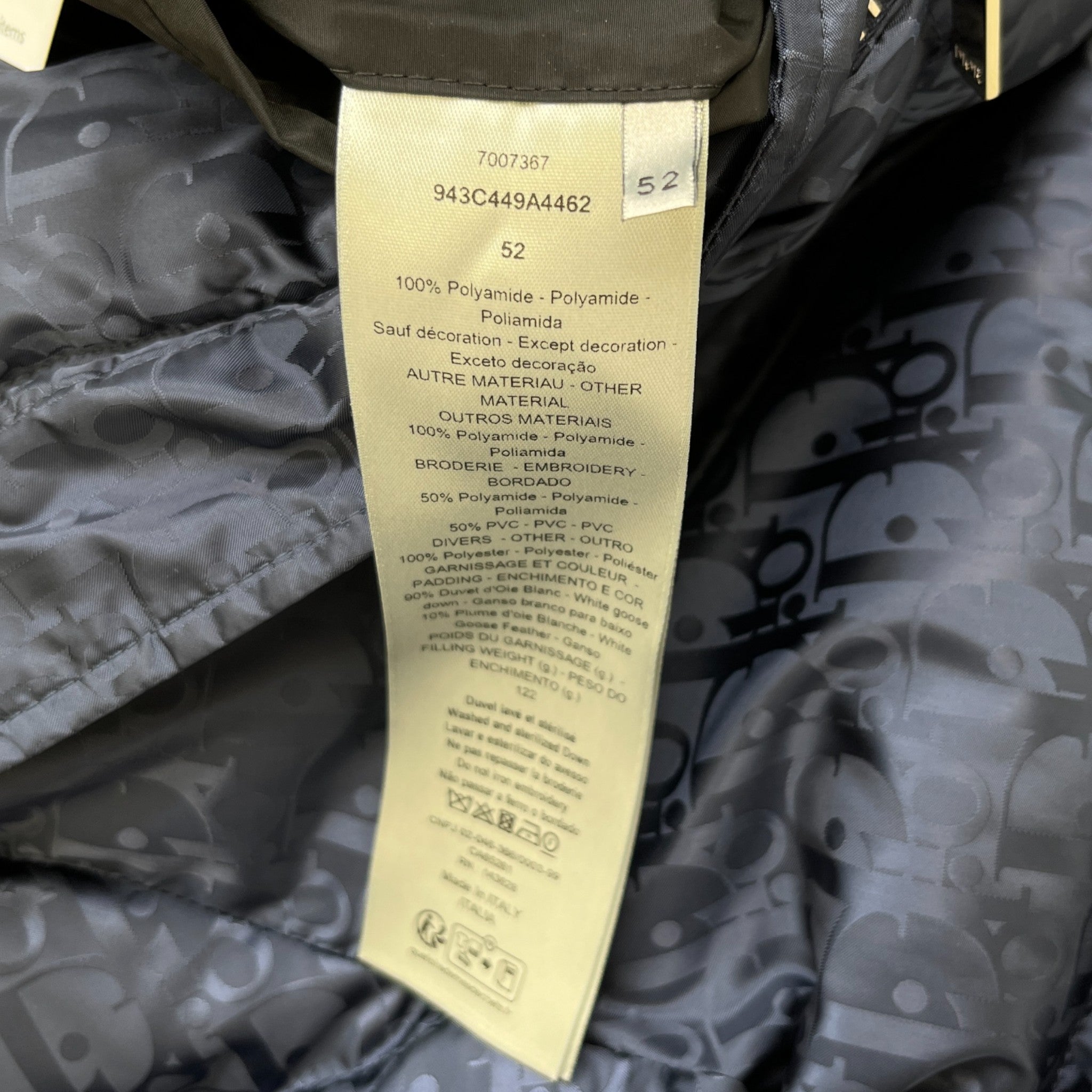 Men's Oblique Technical Down Jacket Navy Size IT 52 / XL