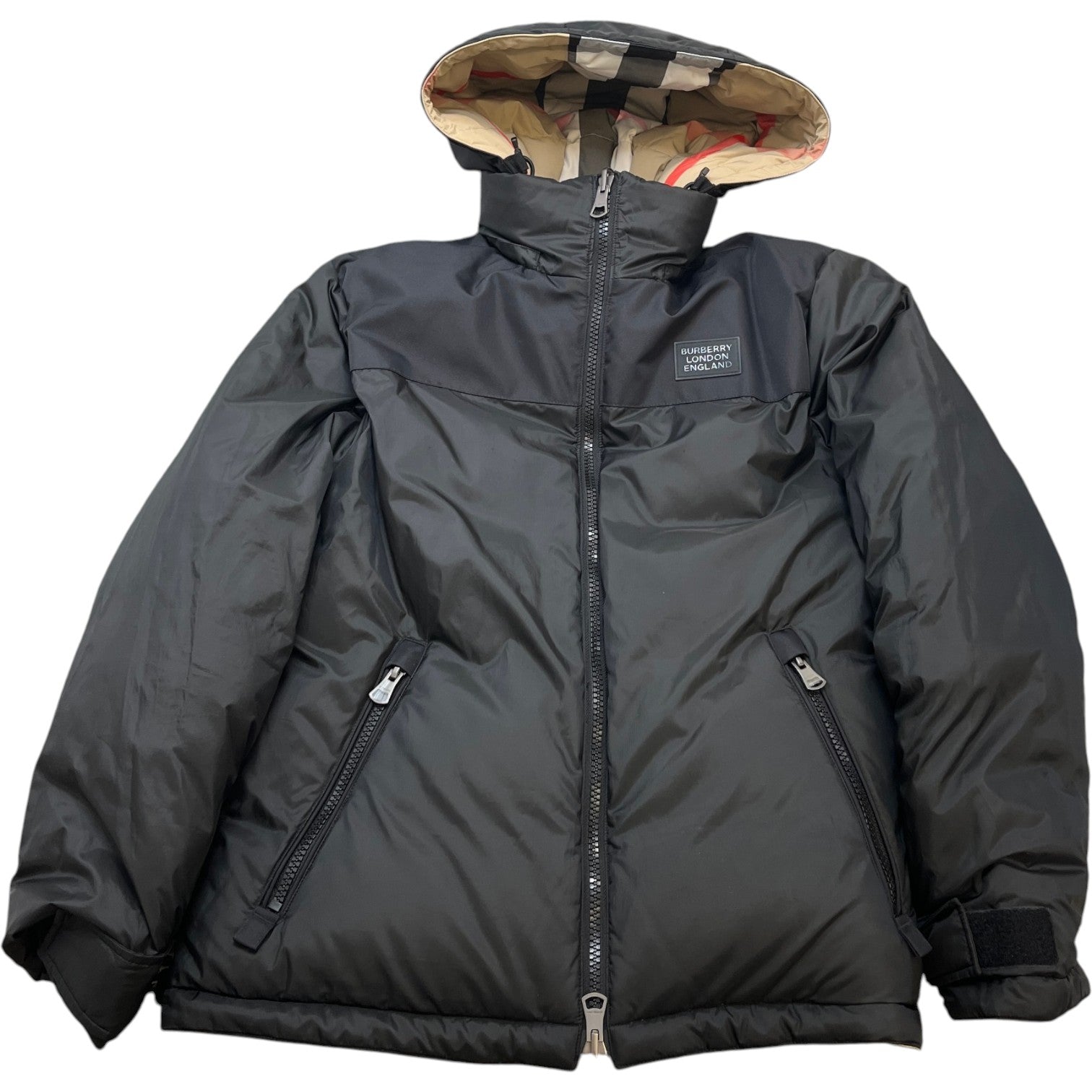 Men's Check Reversible Down Jacket Beige Size S