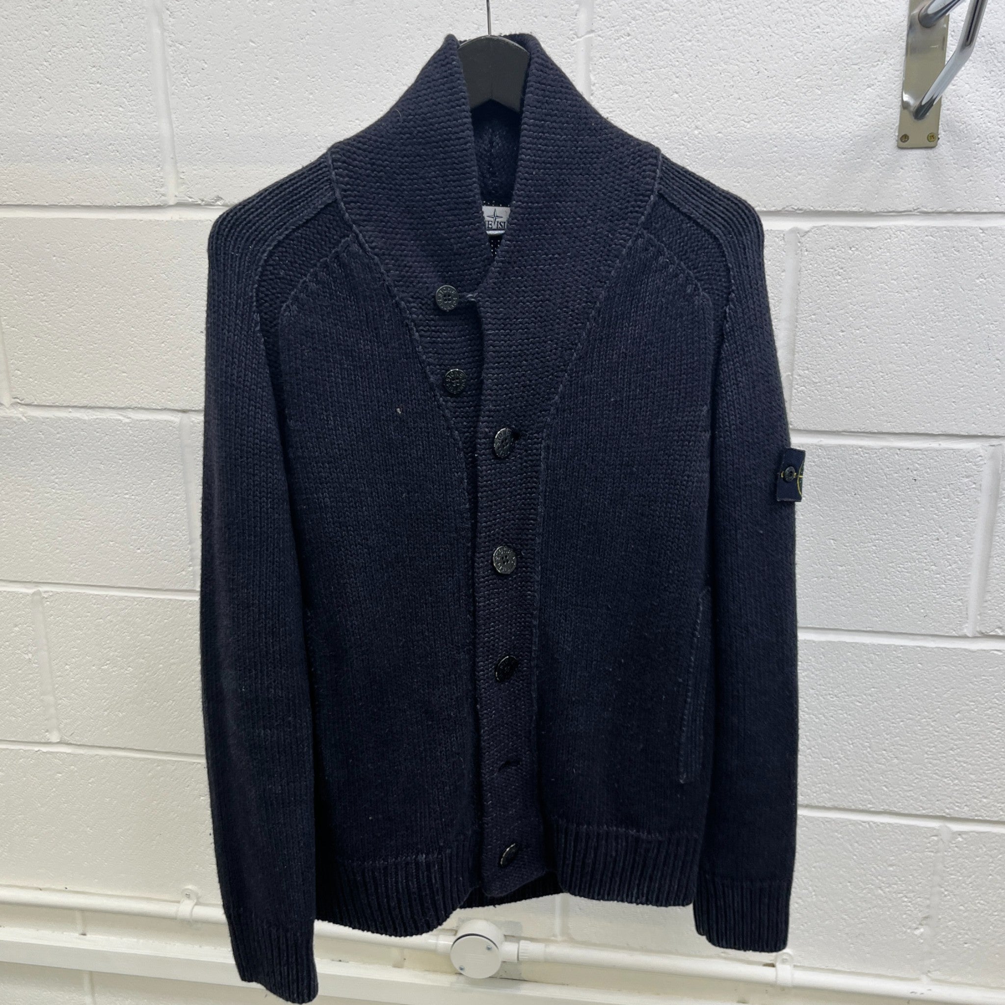 Men's Applique Logo Cardigan Navy Size L