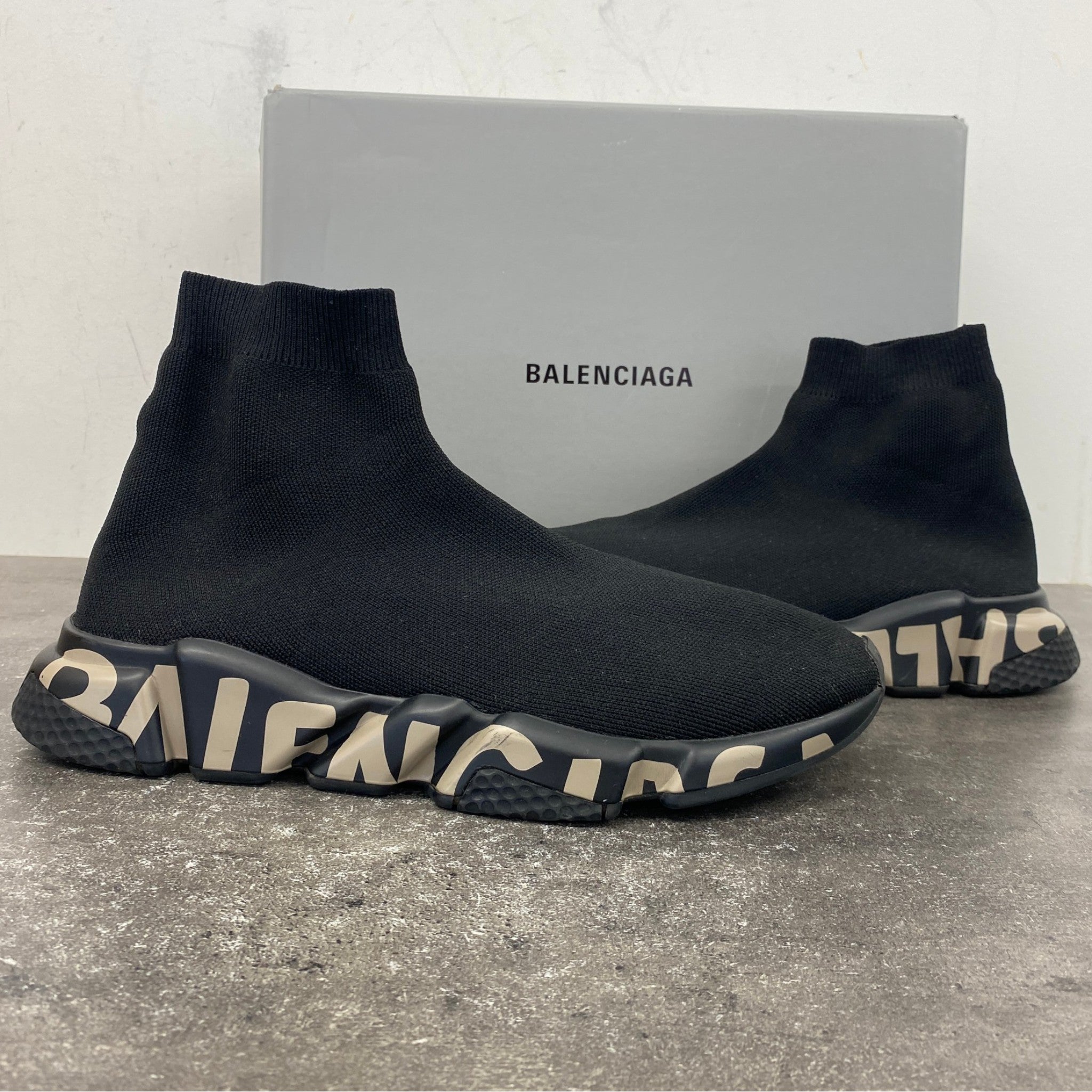 Men's Graffiti Speed Sock High Trainers Black Size EU 44 / UK 10