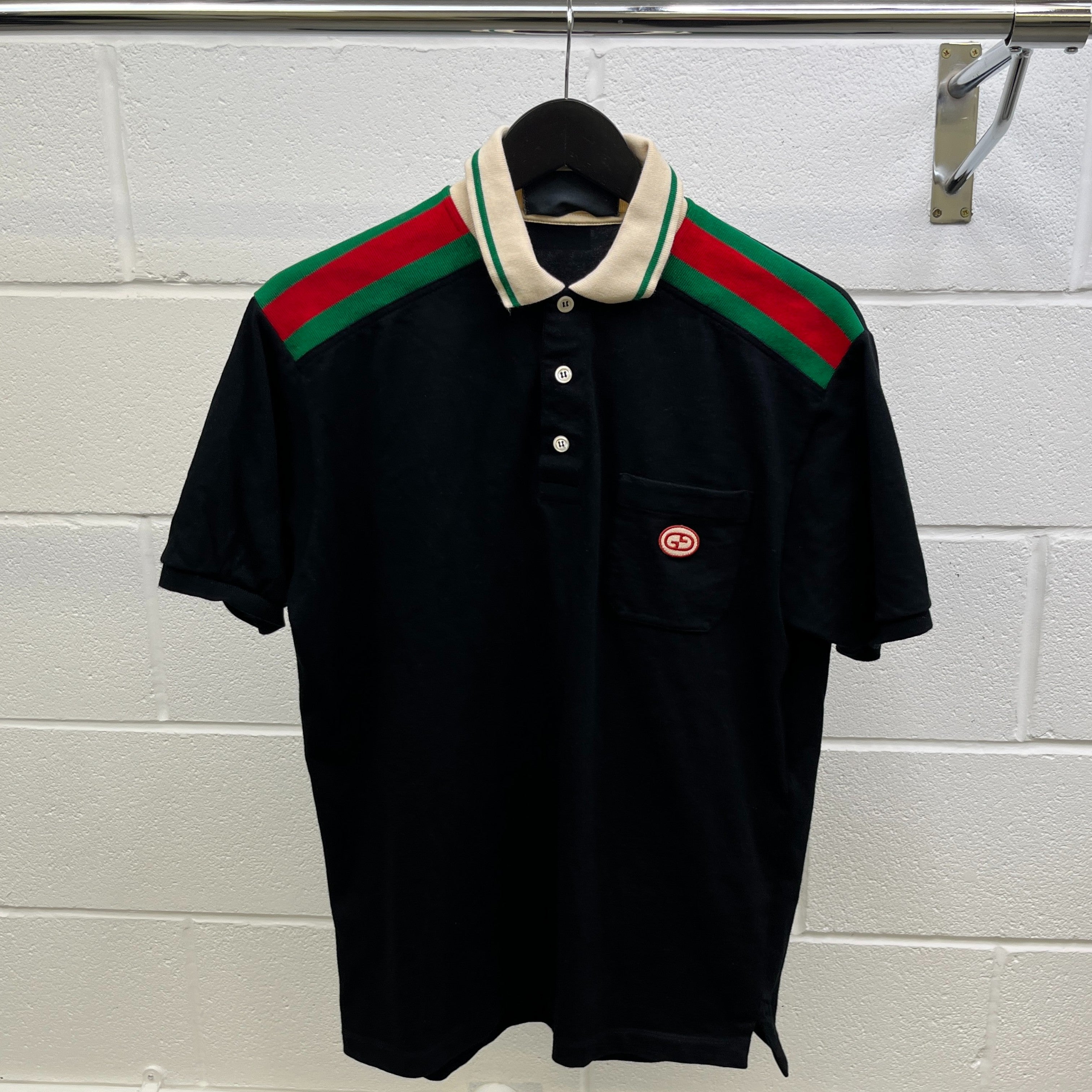 Men's Gg Applique Polo Shirt Black Size M