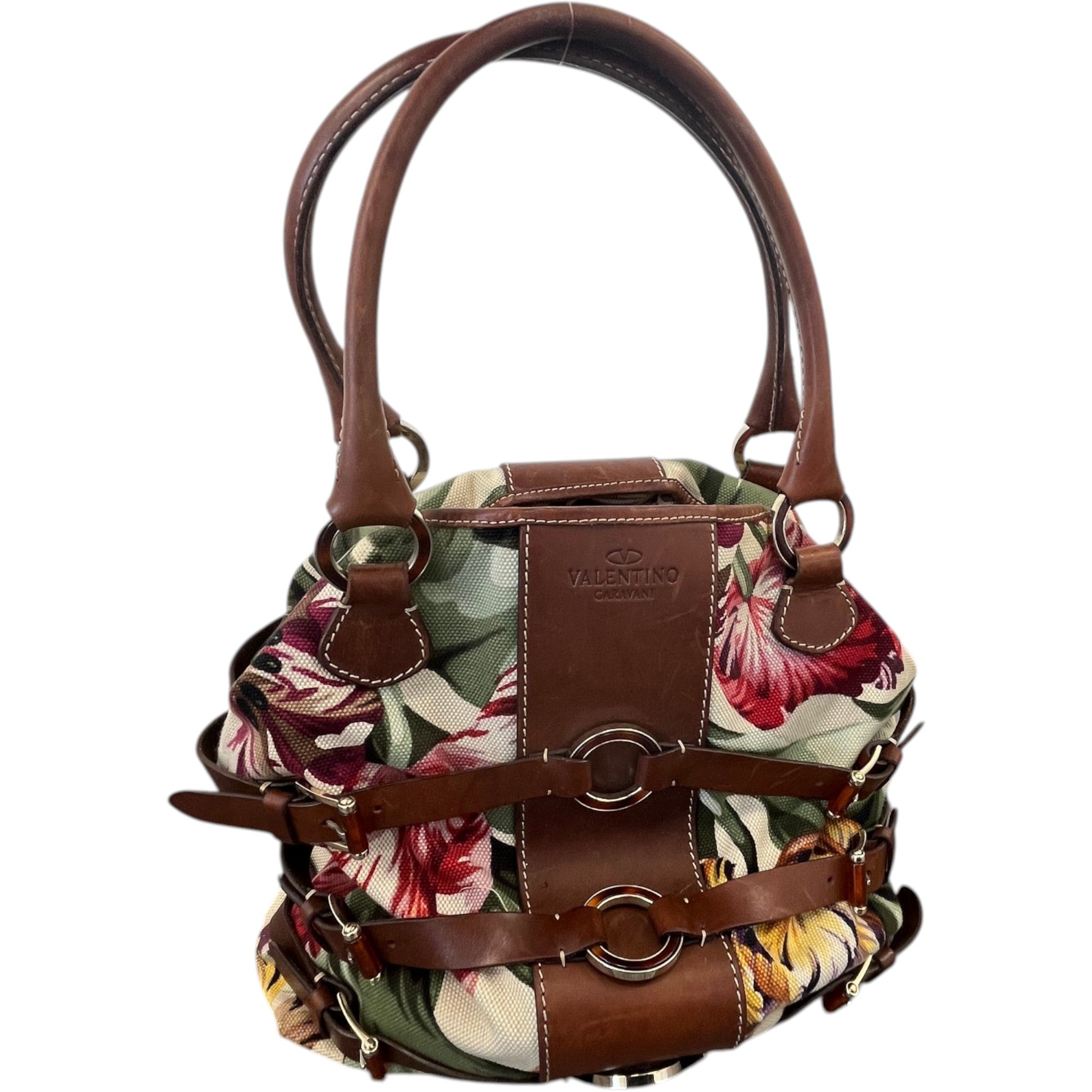 Women's Floral Canvas Handbag Brown