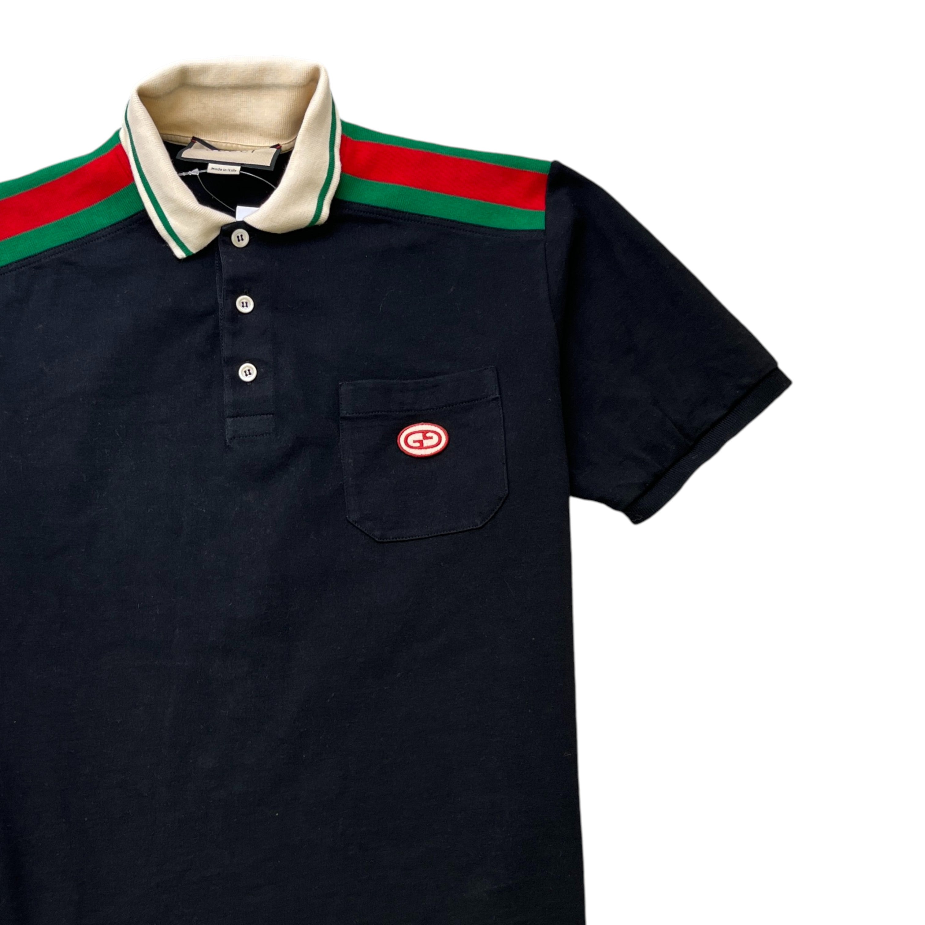 Men's Gg Applique Polo Shirt Black Size M