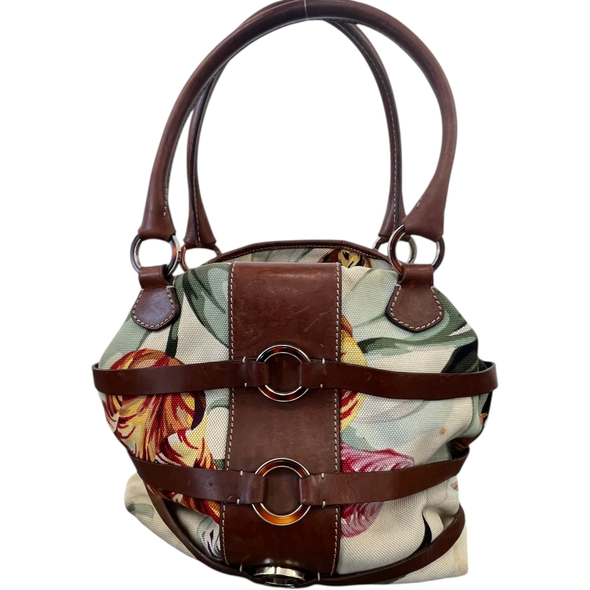 Women's Floral Canvas Handbag Brown