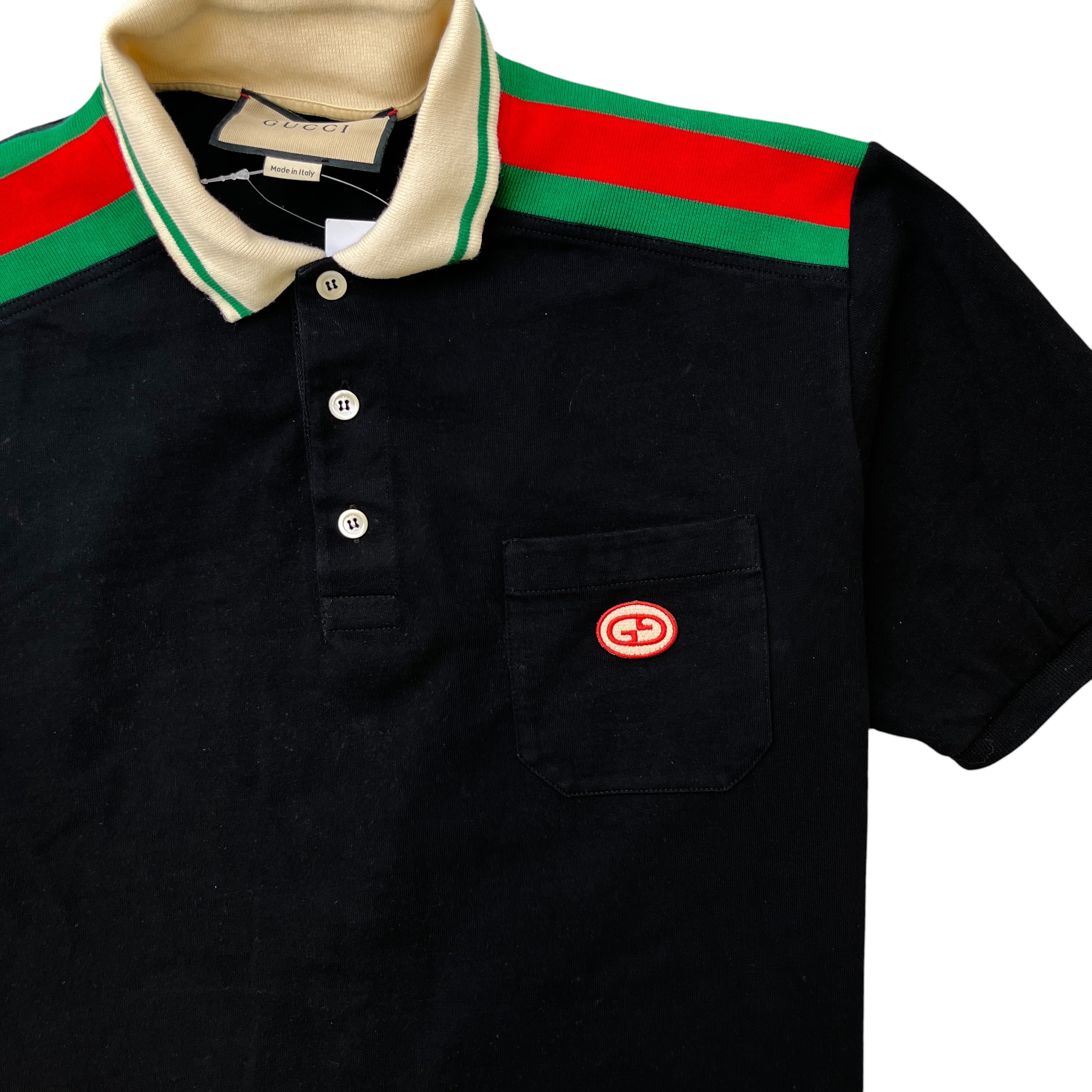 Men's Gg Applique Polo Shirt Black Size M