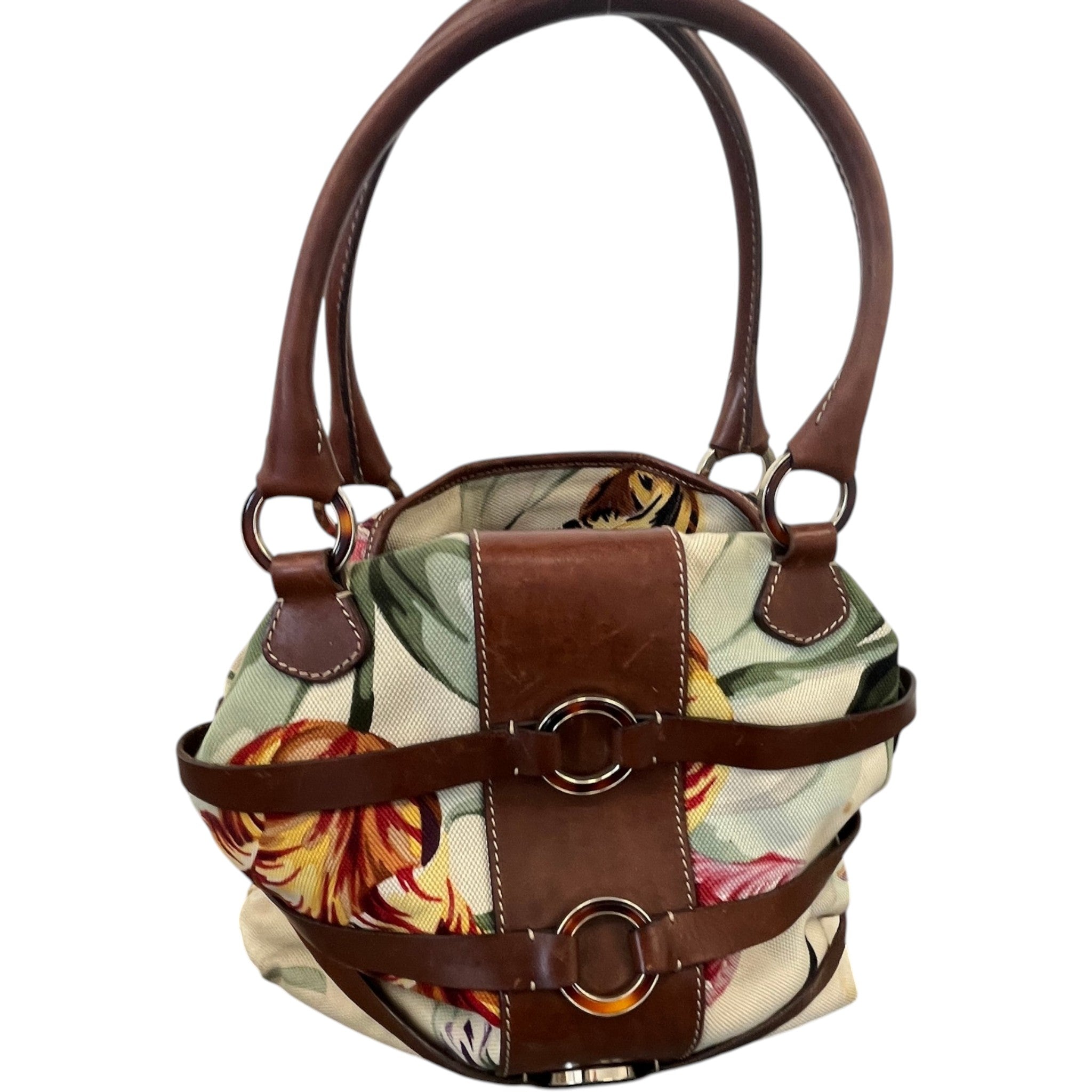 Women's Floral Canvas Handbag Brown