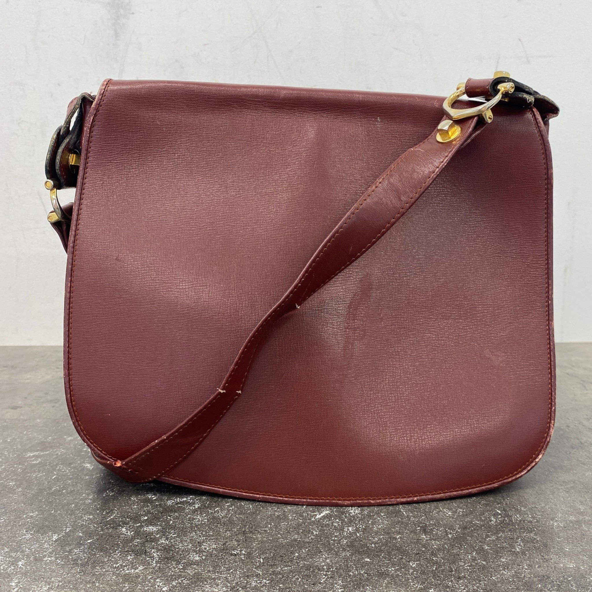 Men's Leather Flap Bag Burgundy