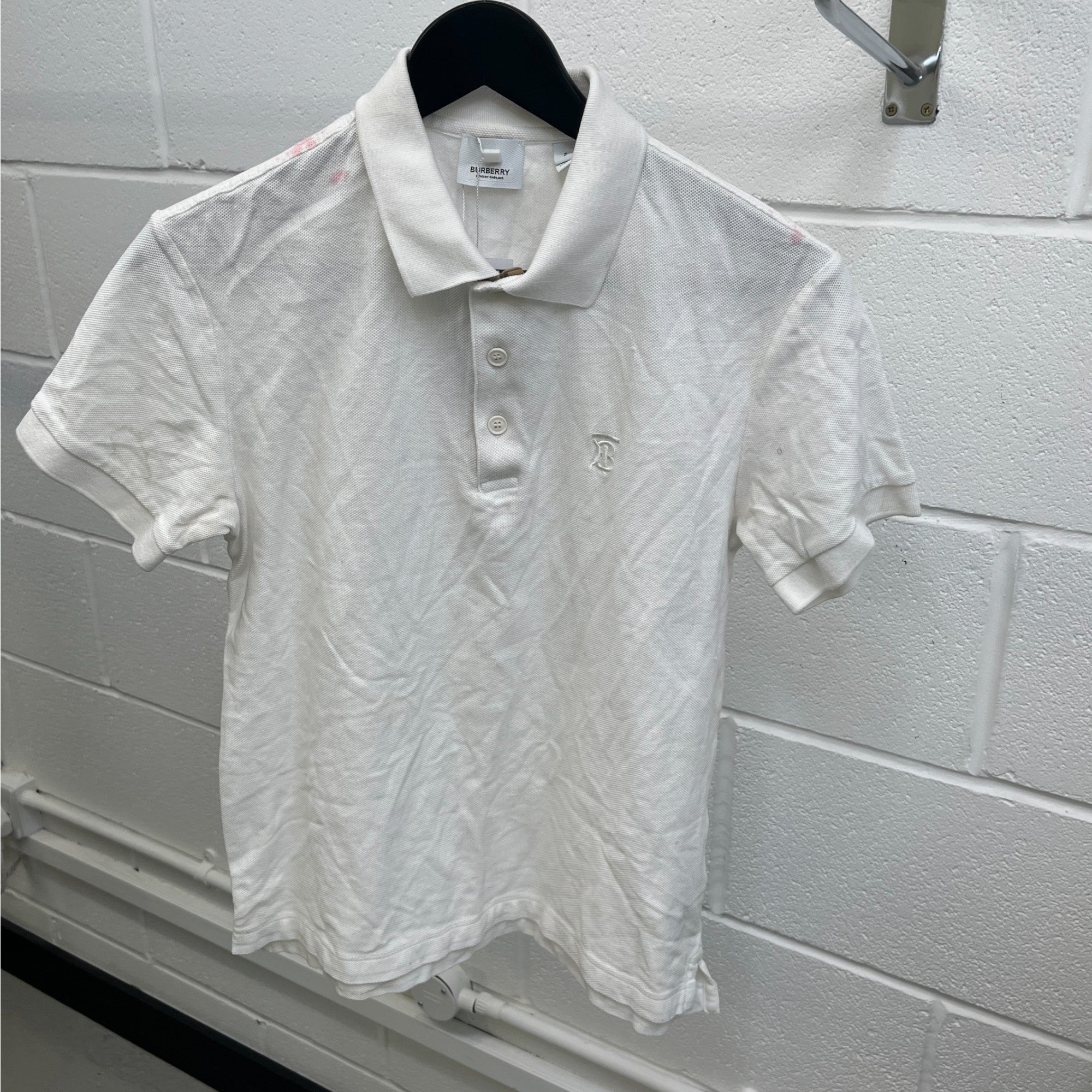 Men's Embroidered Logo Polo Shirt White Size S