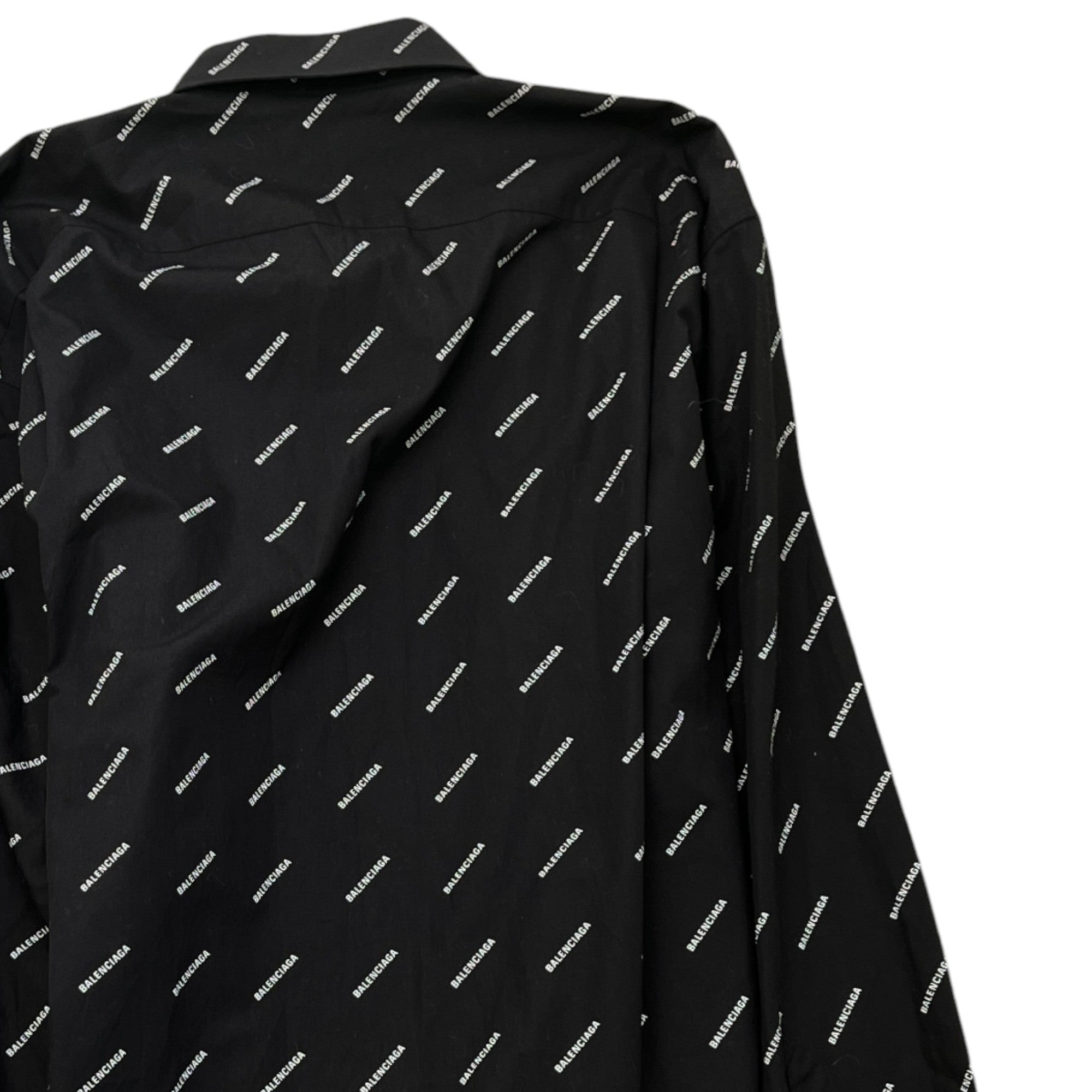 Men's All Over Logo Print Long Sleeve Shirt Black Size M