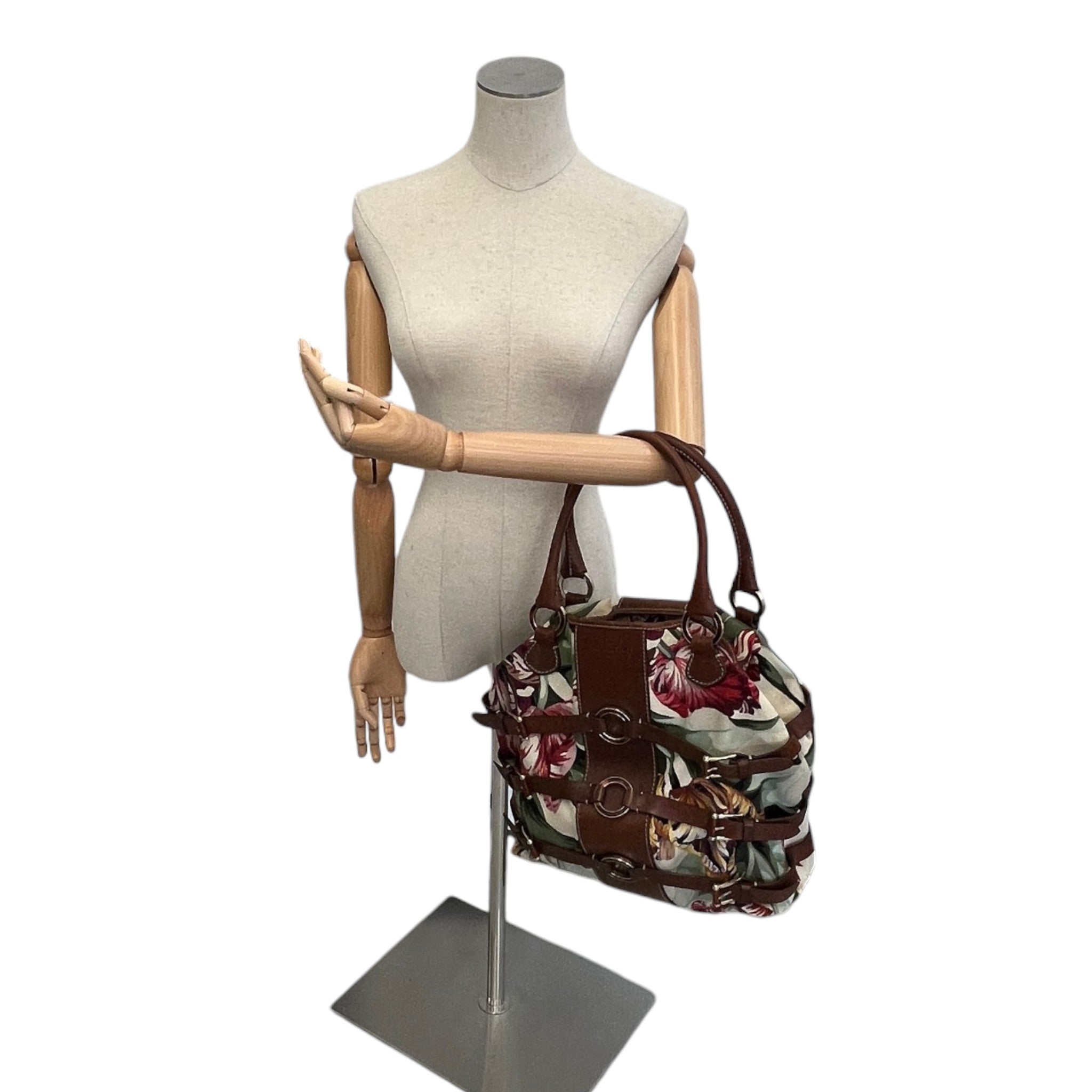 Women's Floral Canvas Handbag Brown