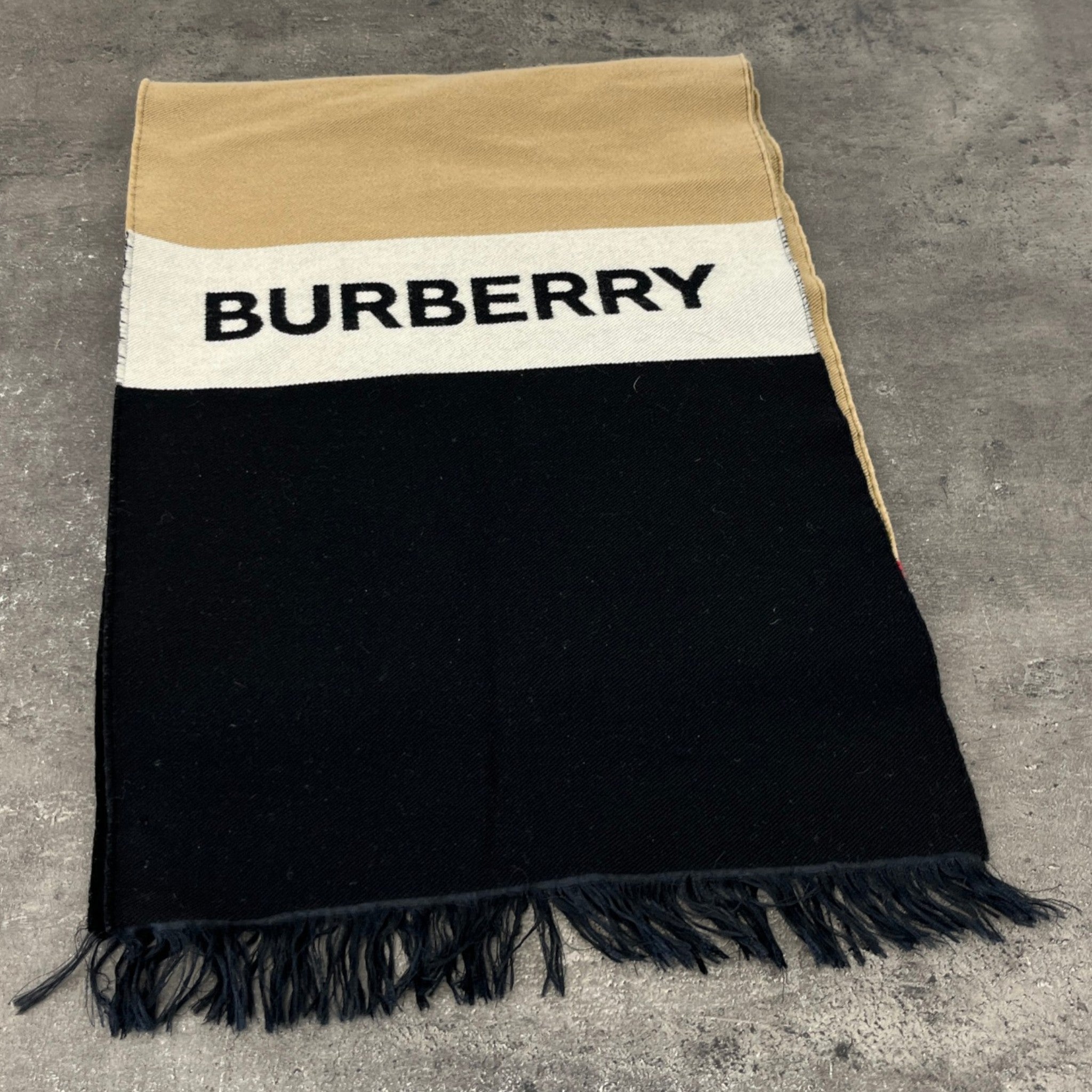 Men's Logo Wool Scarf Beige