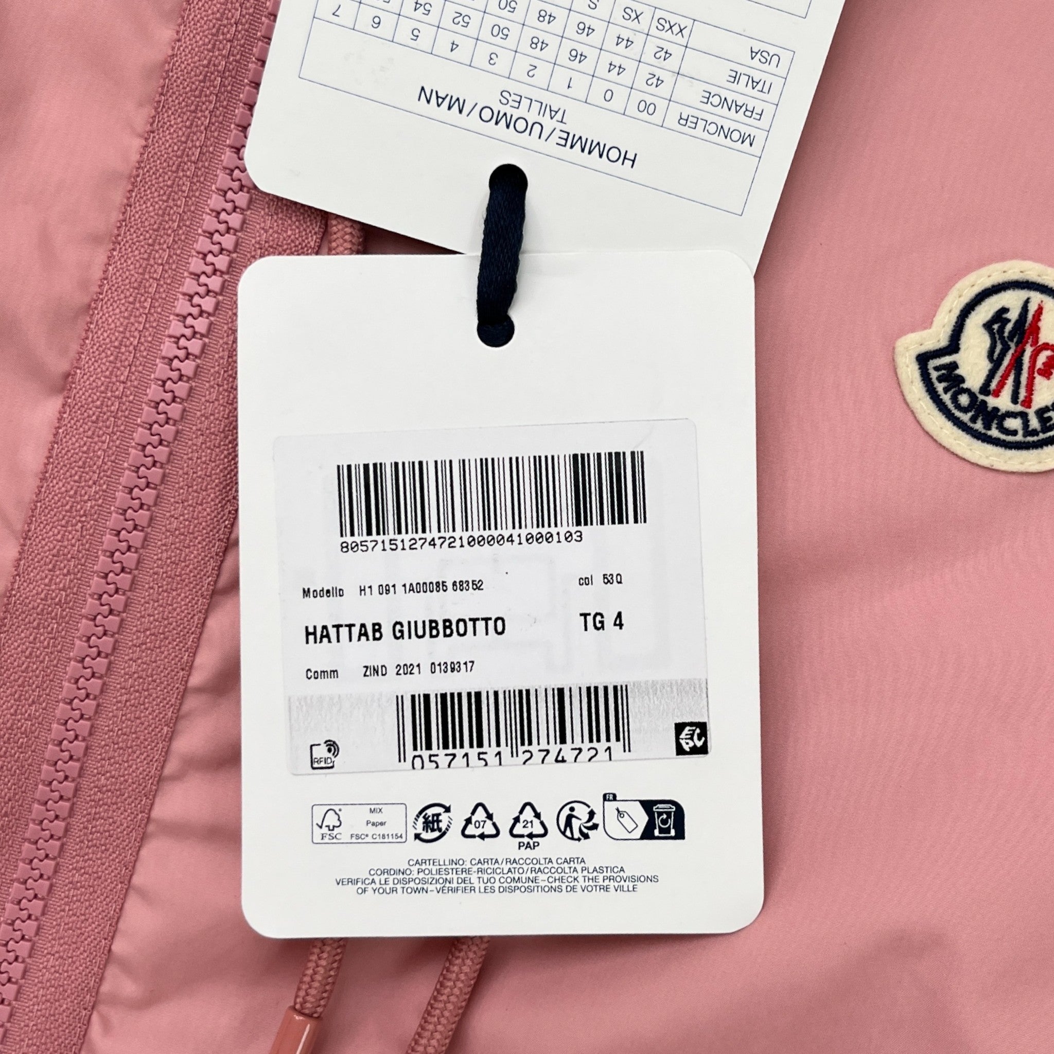 Men's Hattab Windbreaker Pink Size 4 / XL