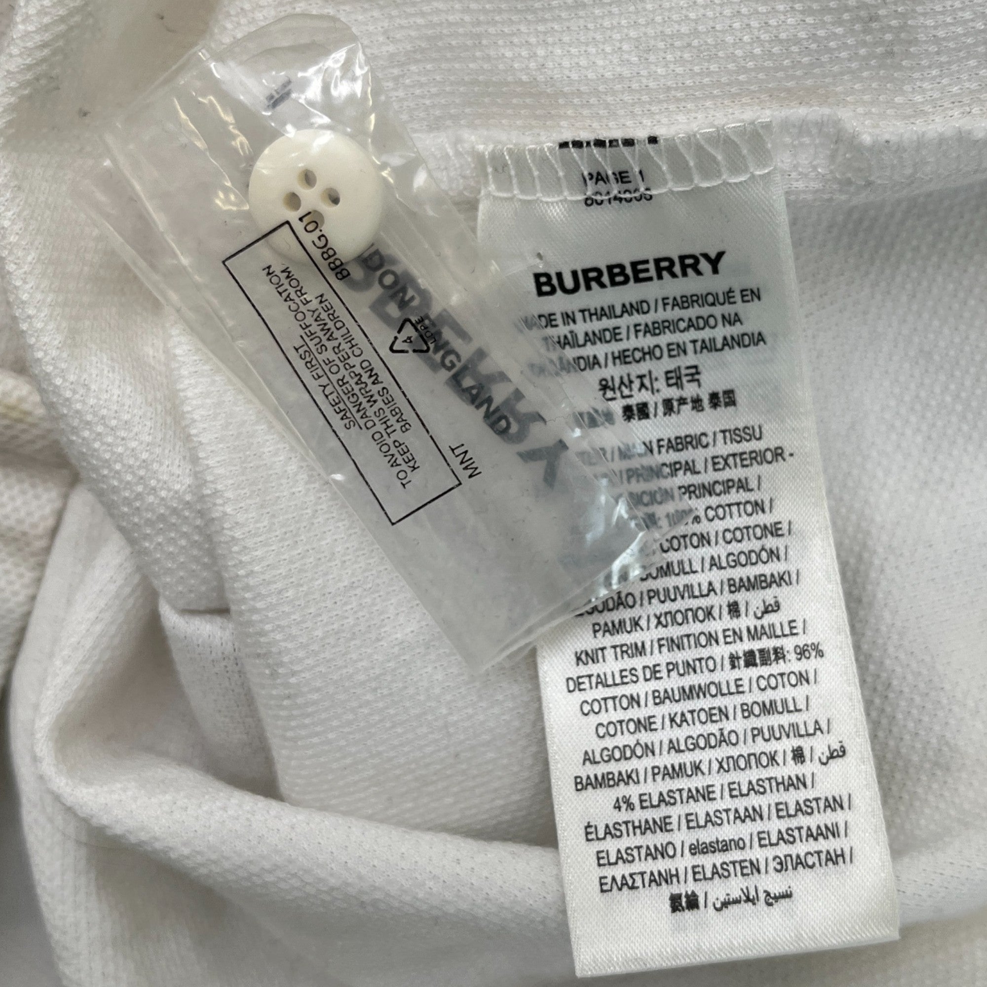 Men's Embroidered Logo Polo Shirt White Size S