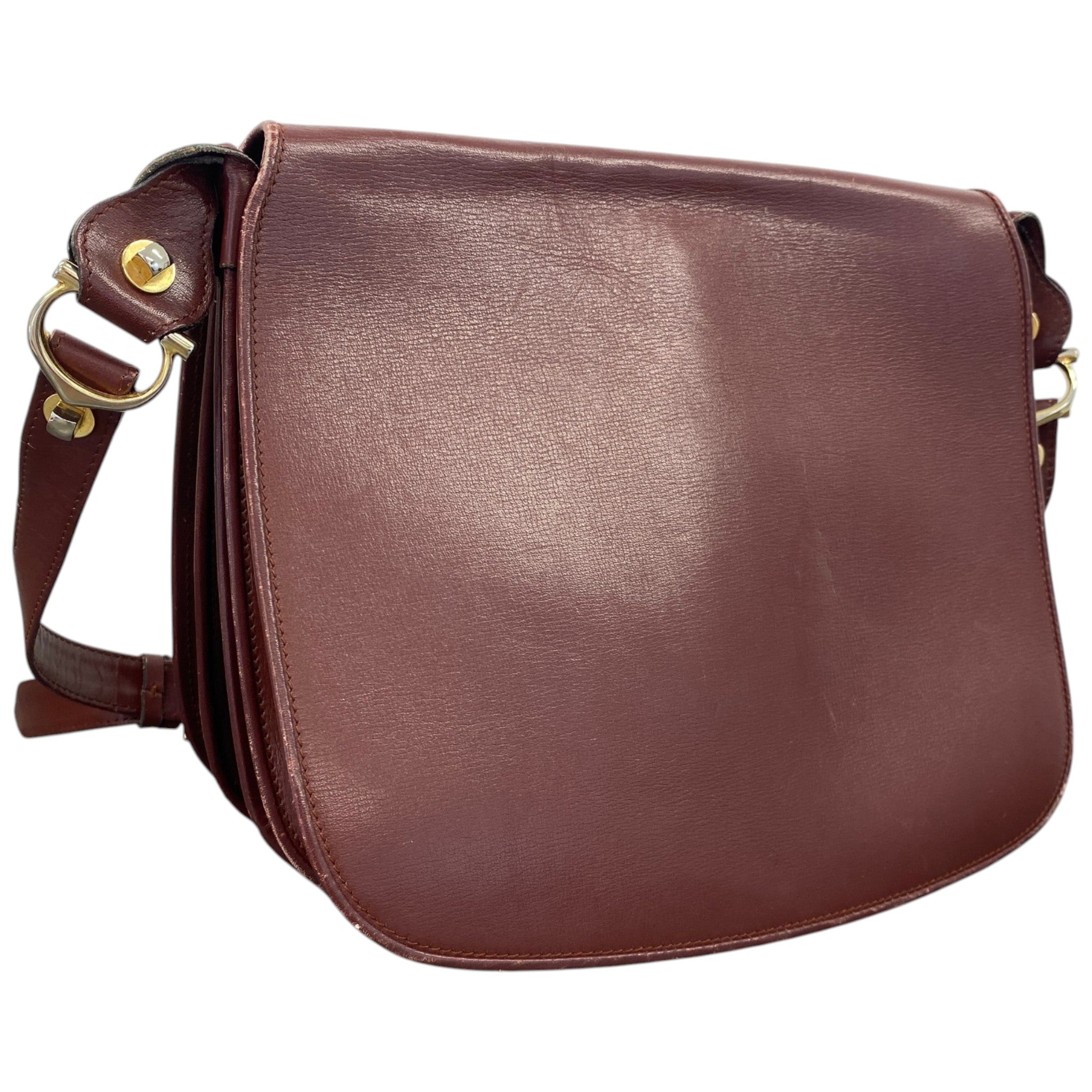 Men's Leather Flap Bag Burgundy