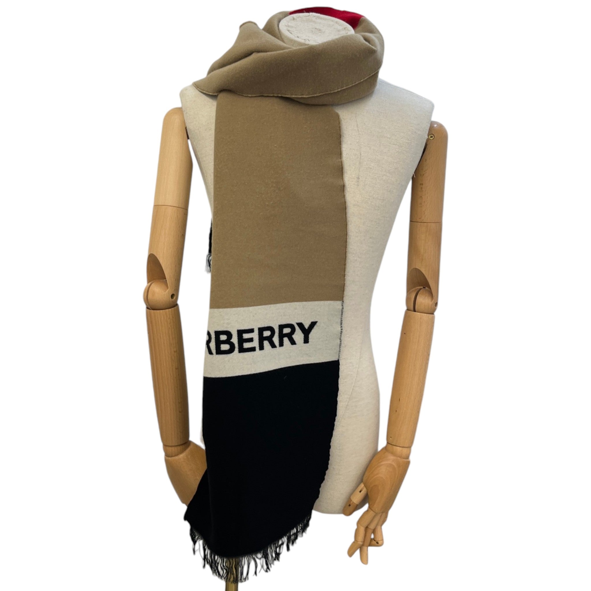 Men's Logo Wool Scarf Beige