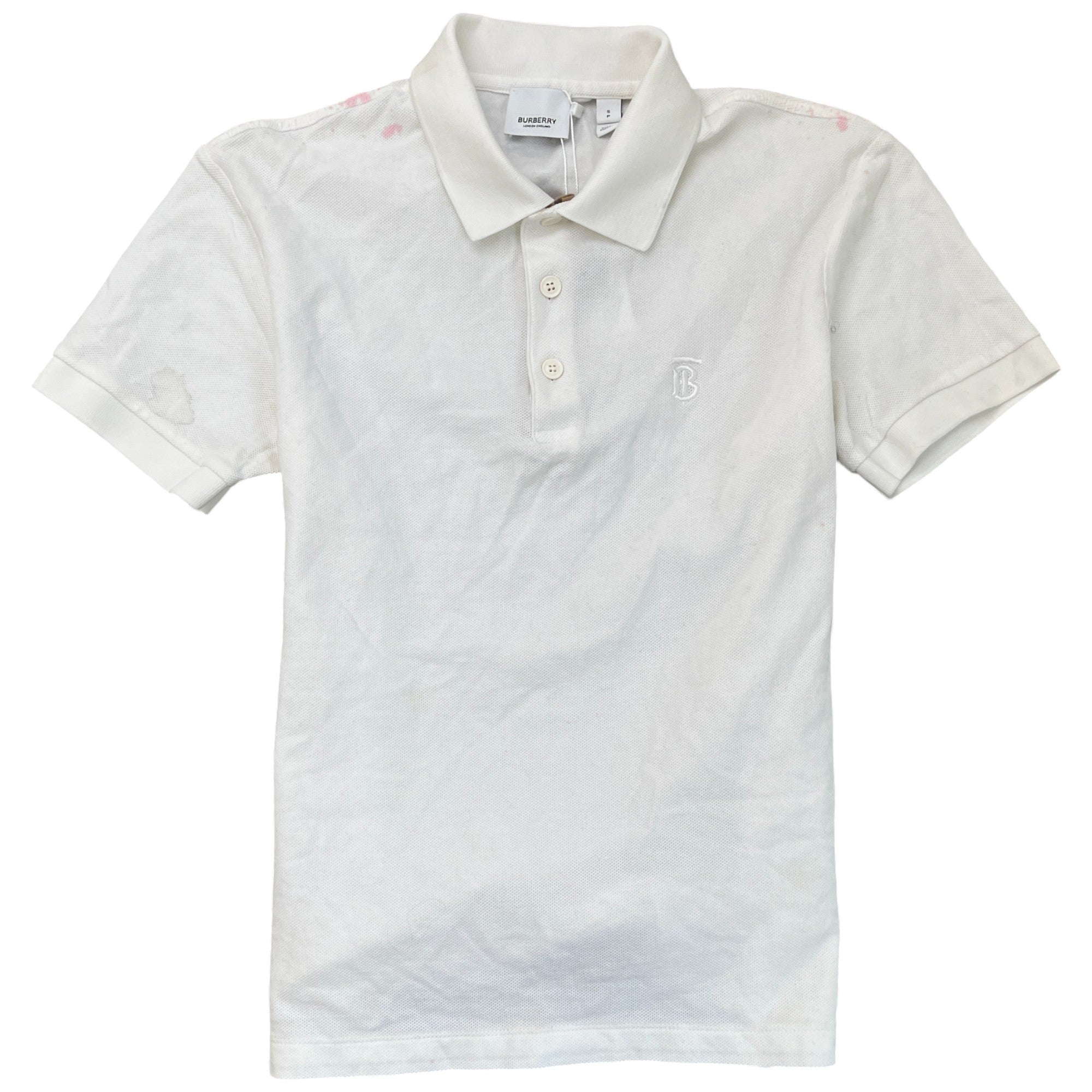 Men's Embroidered Logo Polo Shirt White Size S