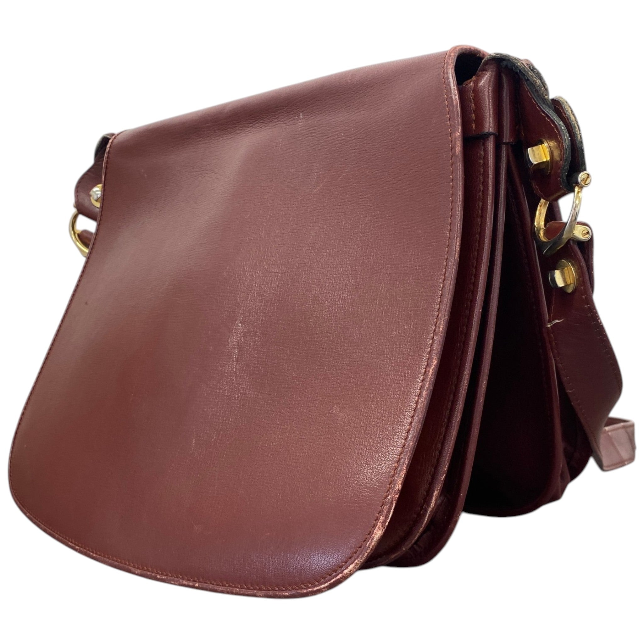 Men's Leather Flap Bag Burgundy