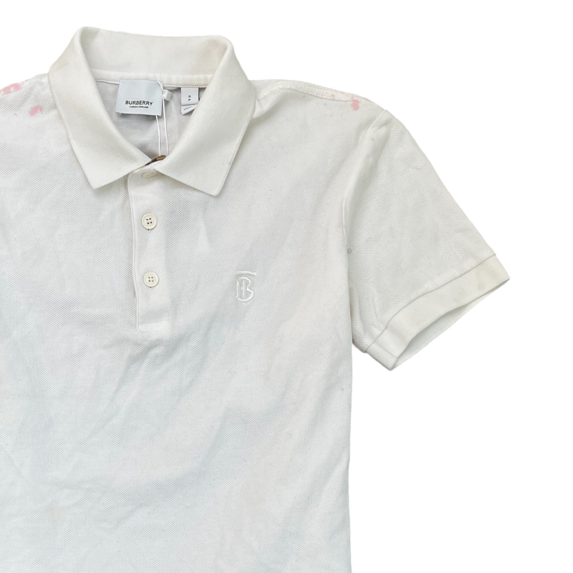 Men's Embroidered Logo Polo Shirt White Size S