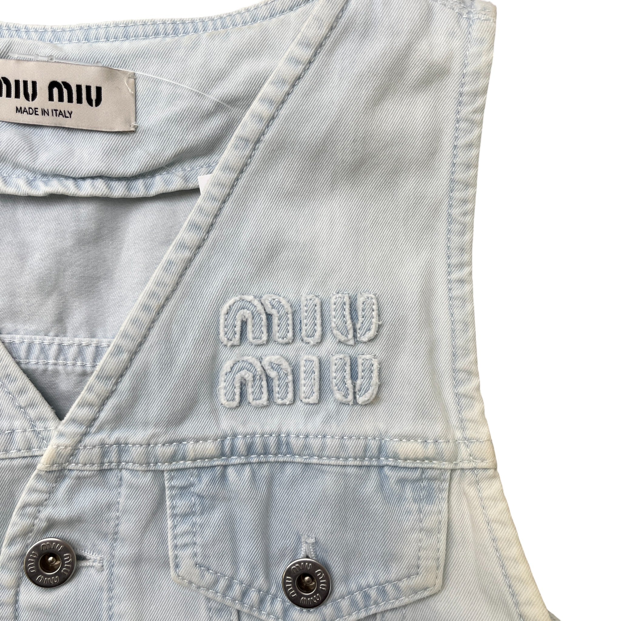 Women's Cropped Denim Logo Waist Coat Top Blue Size XS