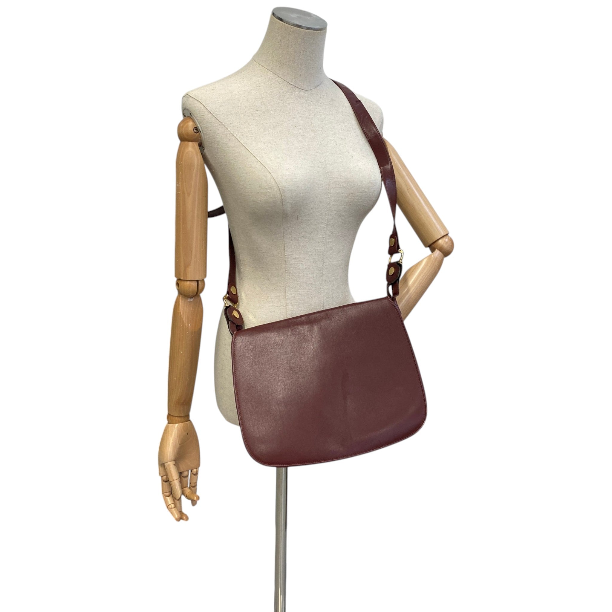 Men's Leather Flap Bag Burgundy