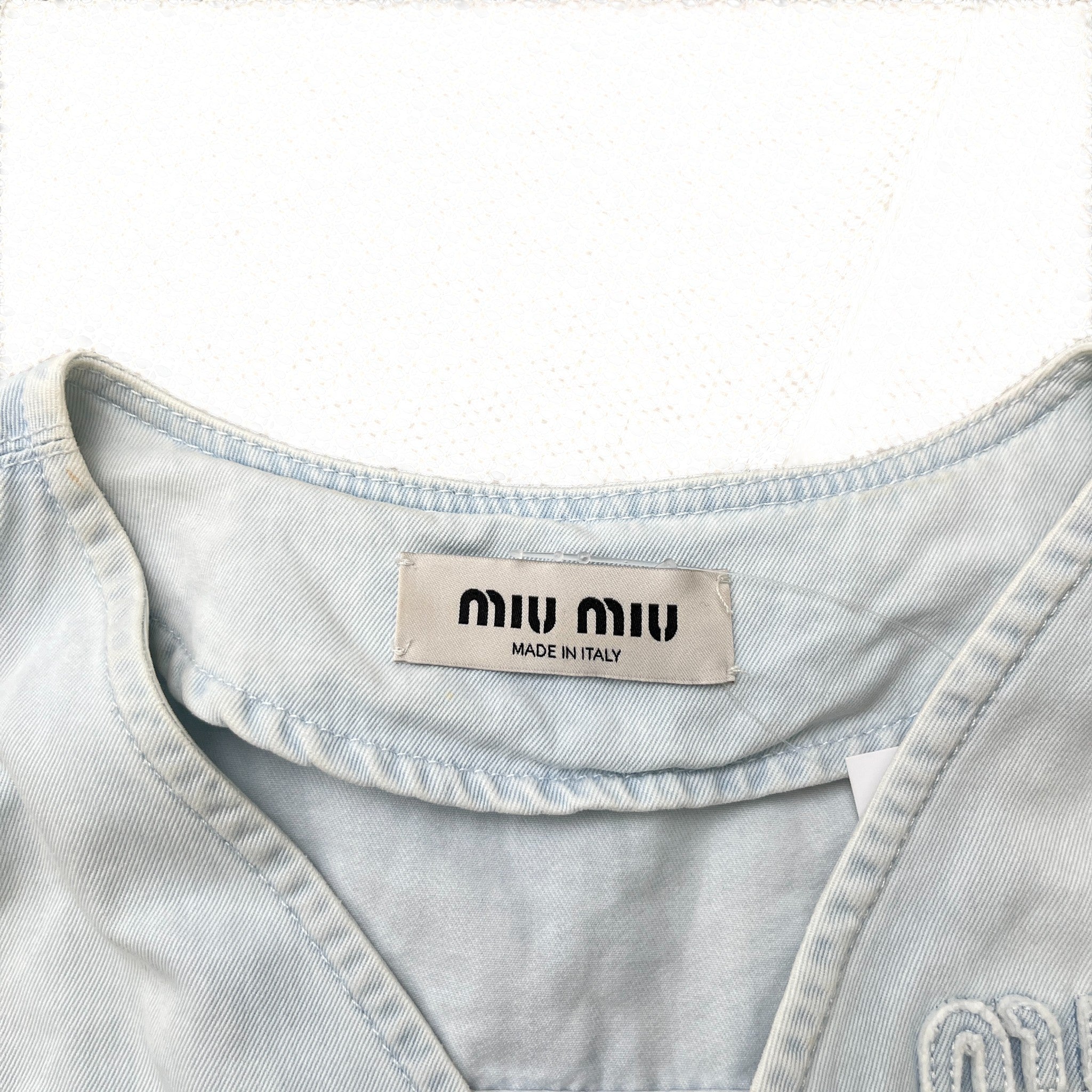 Women's Cropped Denim Logo Waist Coat Top Blue Size XS